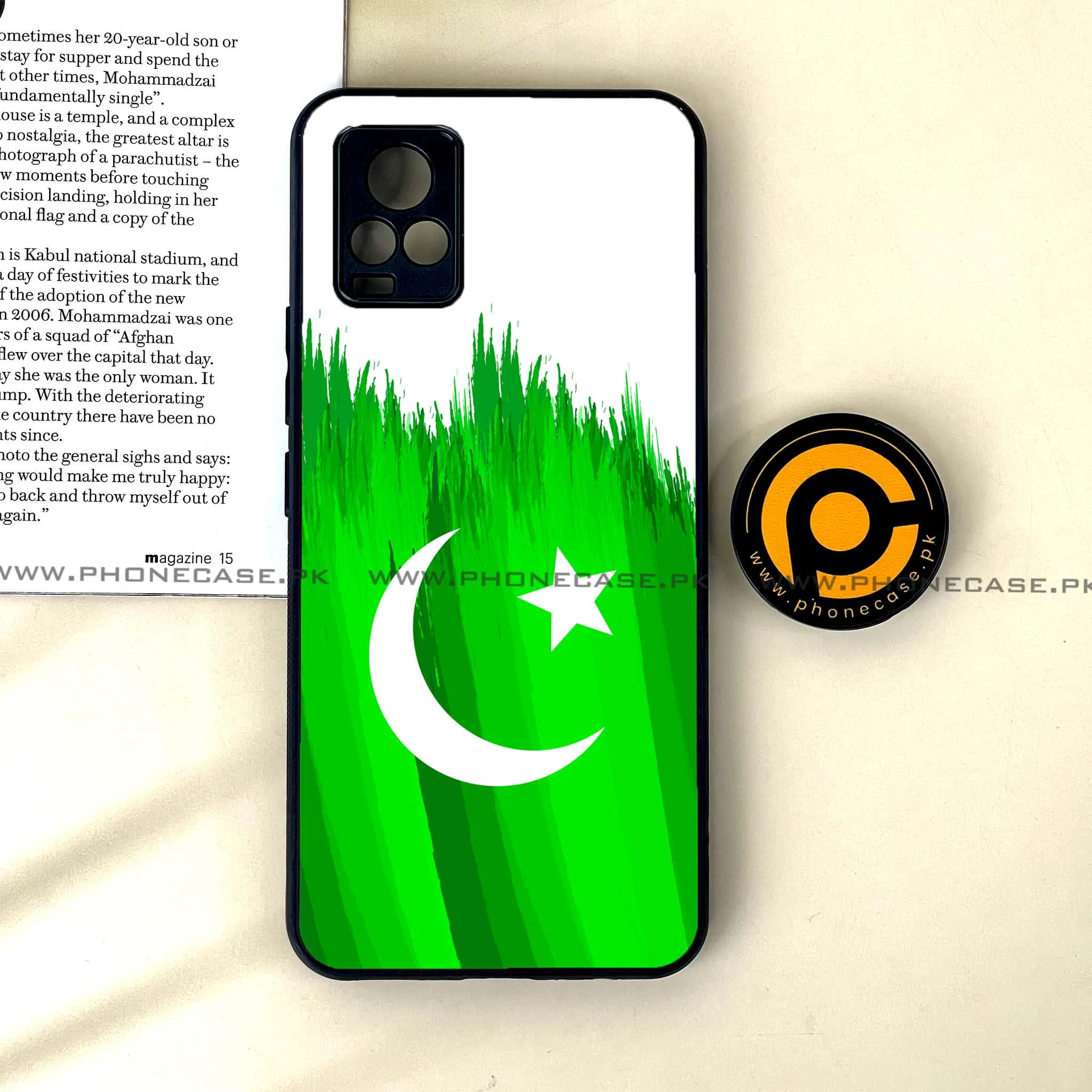 Vivo V20 - Pakistani Flag Series - Premium Printed Glass soft Bumper shock Proof Case