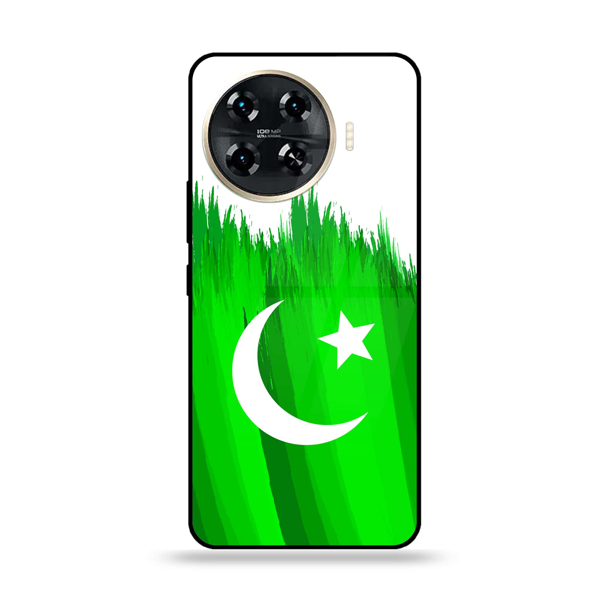 Tecno Spark 20 pro plus - Pakistani Flag Series - Premium Printed Glass soft Bumper shock Proof Case