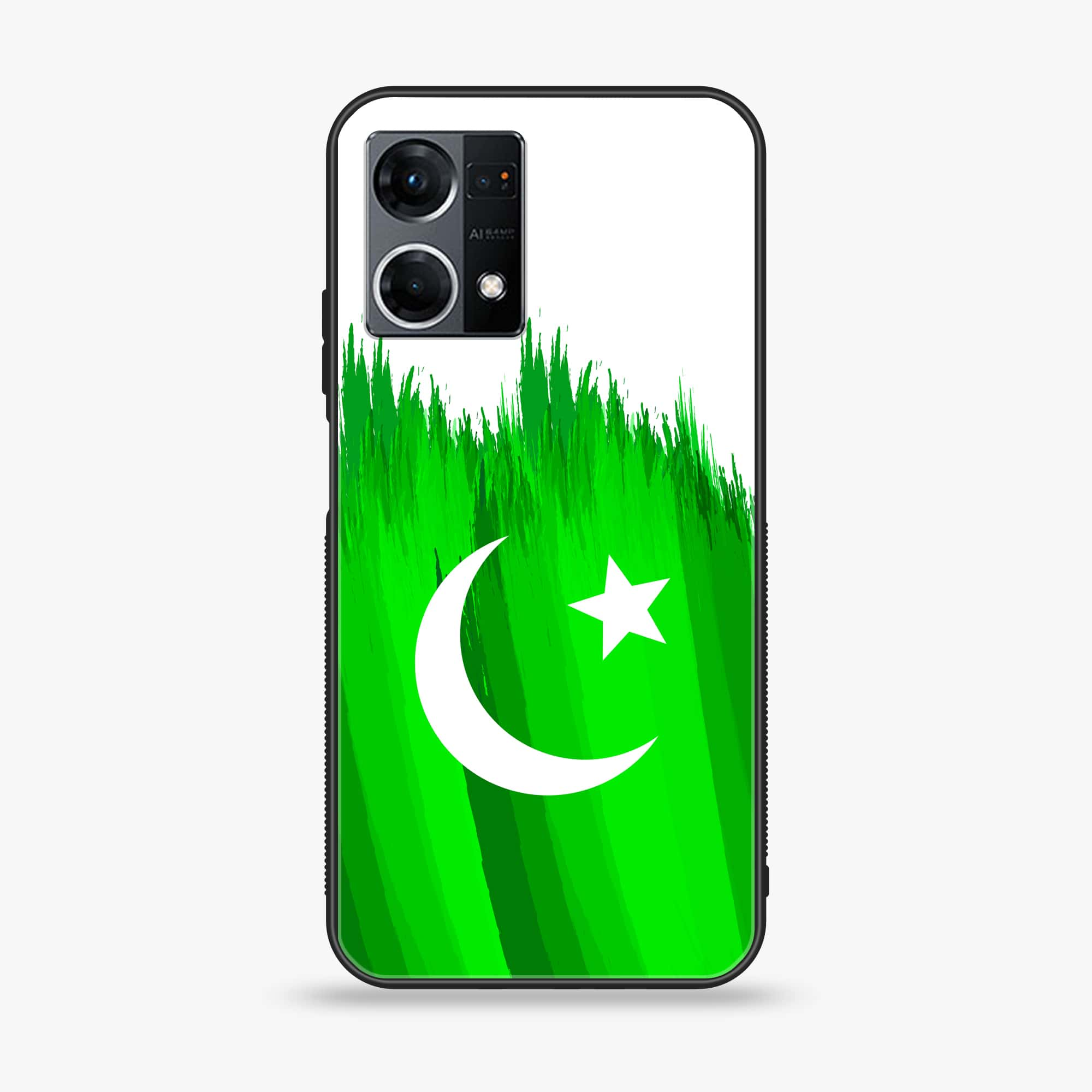 Oppo Reno 7 - Pakistani Flag Series - Premium Printed Glass soft Bumper shock Proof Case