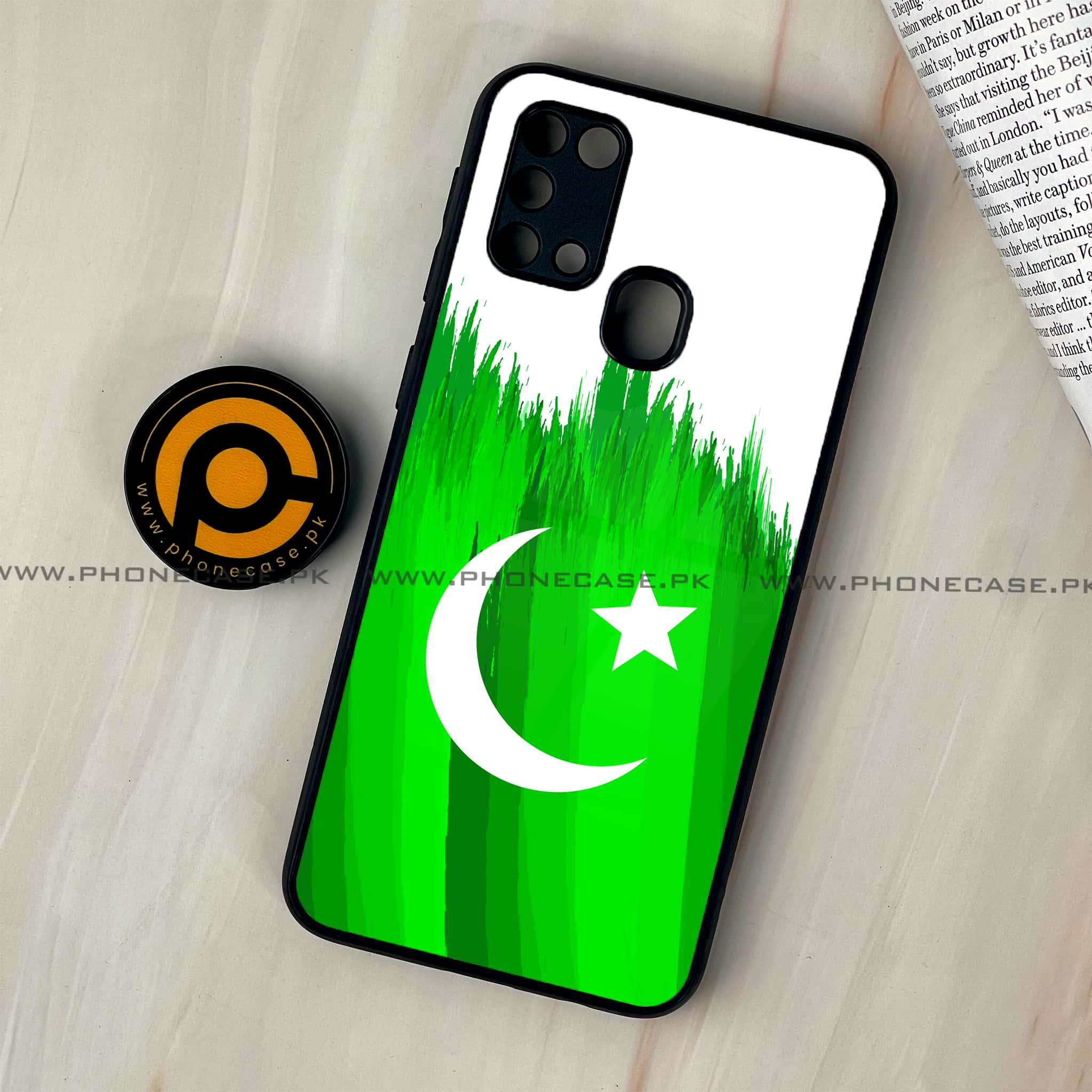 Galaxy M31 - Pakistani Flag Series - Premium Printed Glass soft Bumper shock Proof Case