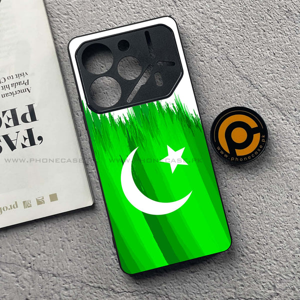 Tecno Pova 6 - Pakistani Flag Design 6 - Premium Printed Glass soft Bumper shock Proof Case  CS-33001