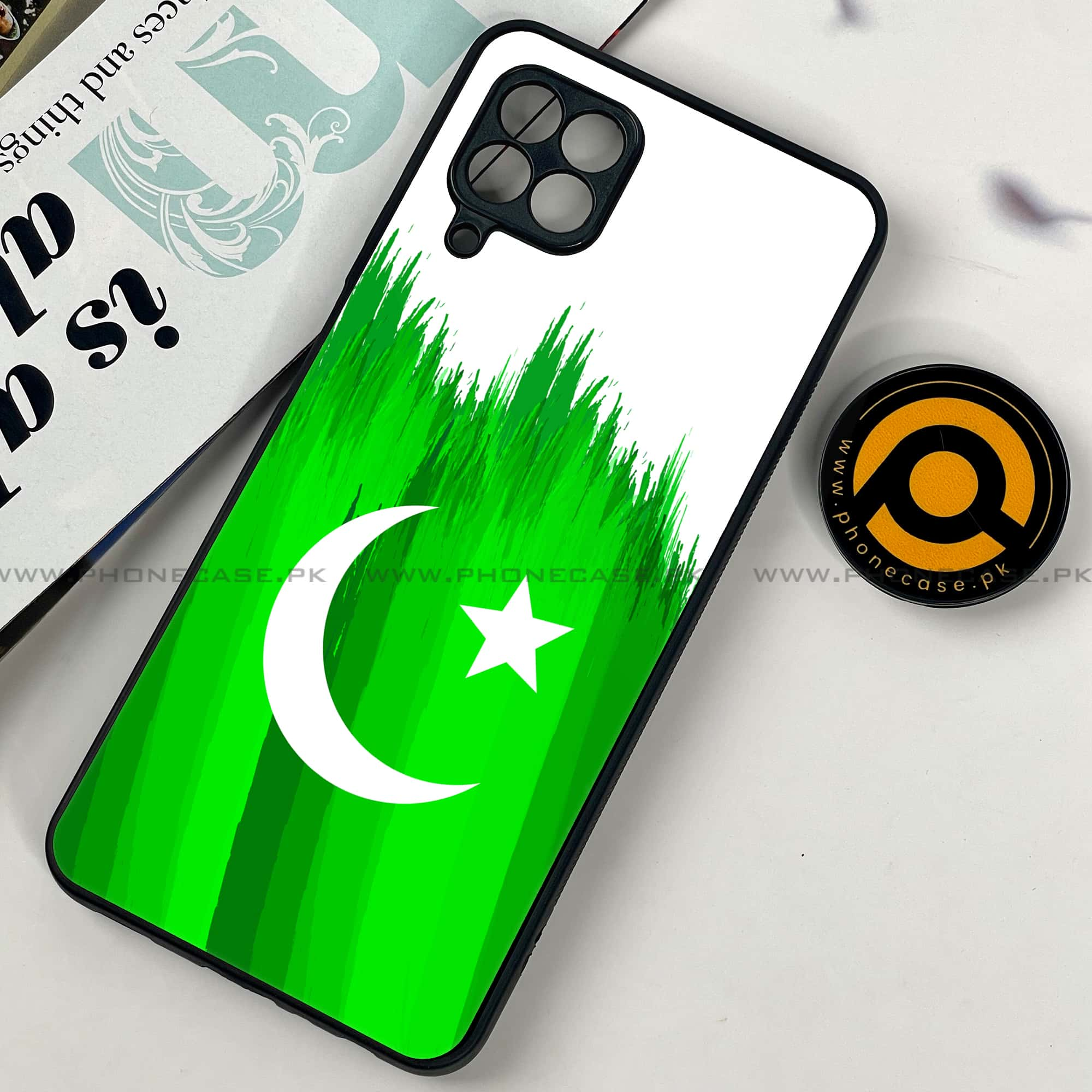 Samsung Galaxy A22 - Pakistani Flag Series - Premium Printed Glass soft Bumper shock Proof Case