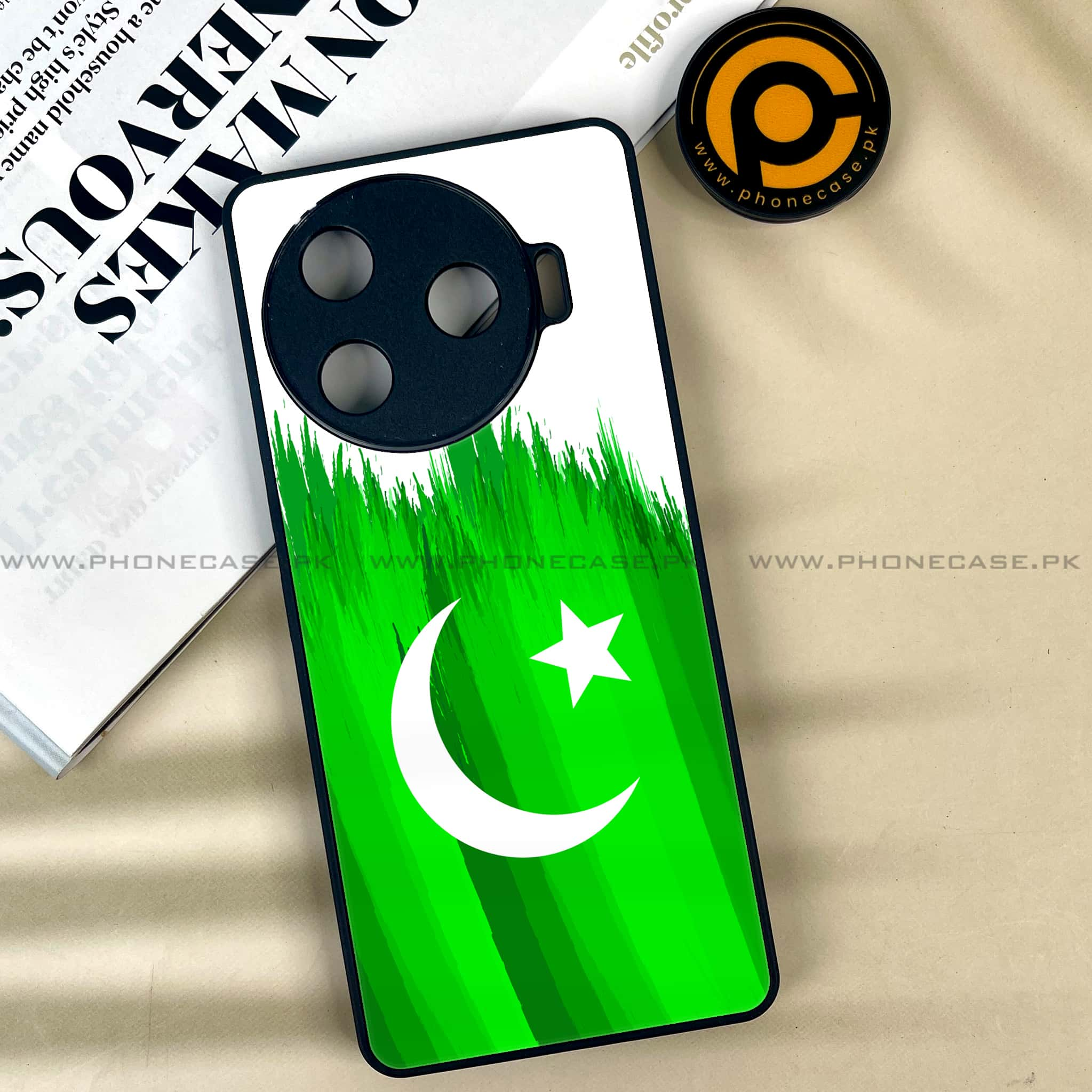 Tecno Camon 30 Pro - Pakistani Flag Series - Premium Printed Glass soft Bumper shock Proof Case