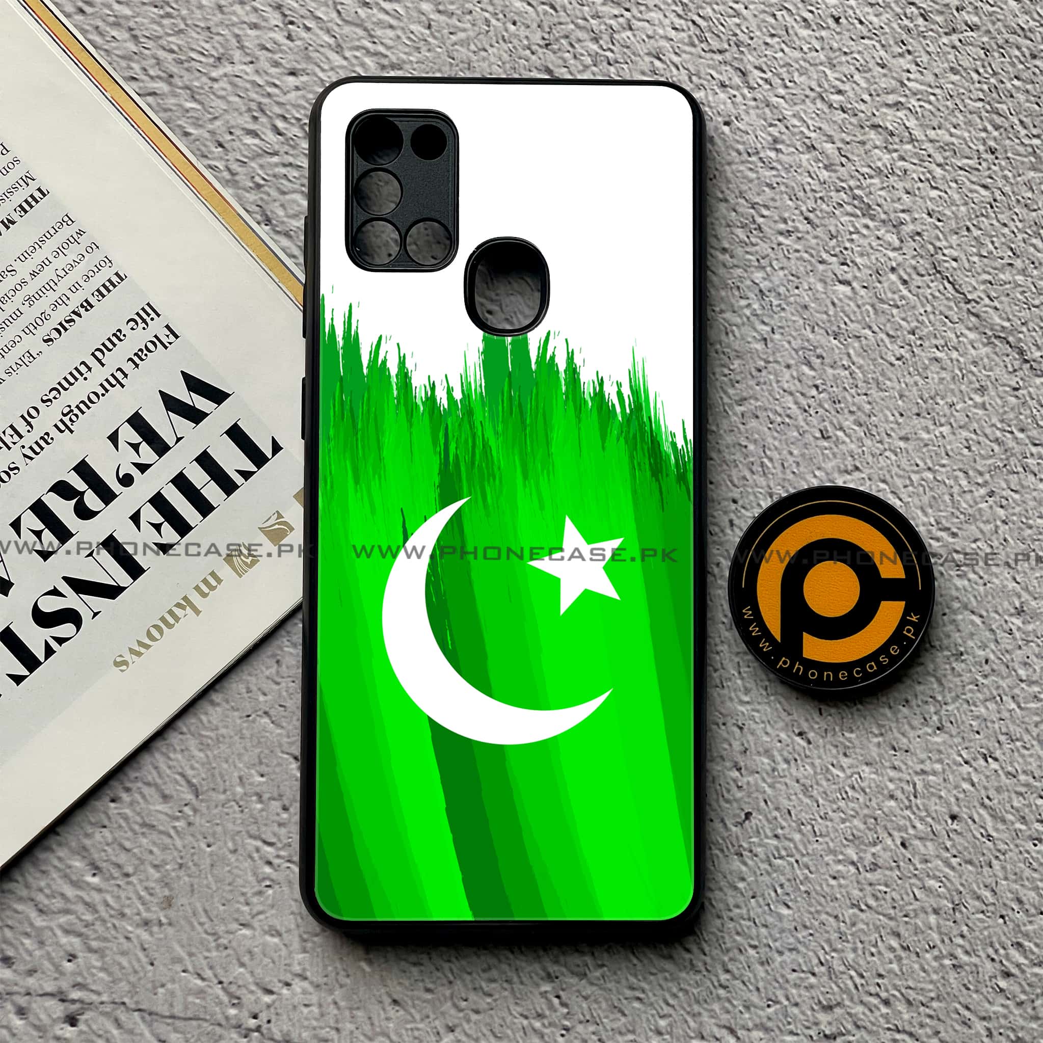 Samsung Galaxy A21s - Pakistani Flag Series - Premium Printed Glass soft Bumper shock Proof Case