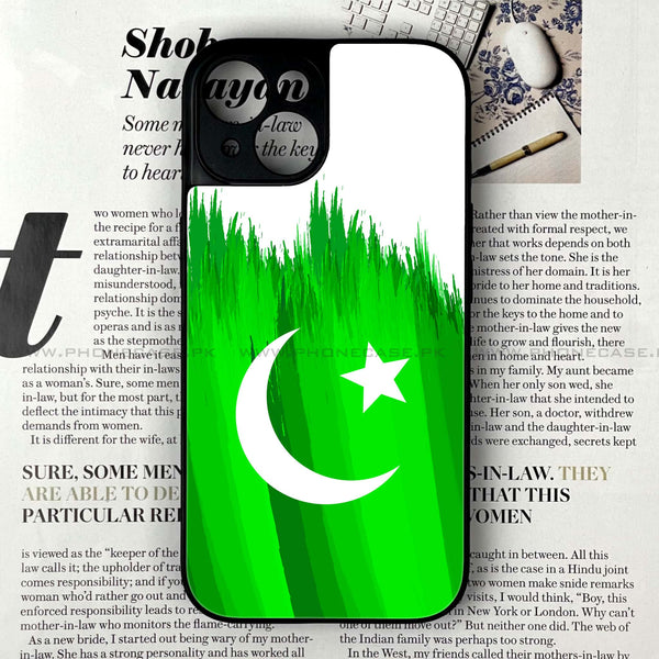 iPhone 15 Plus - Pakistani Flag  Design 6 - Premium Metal Printed soft Bumper shock Proof Case CS-32303