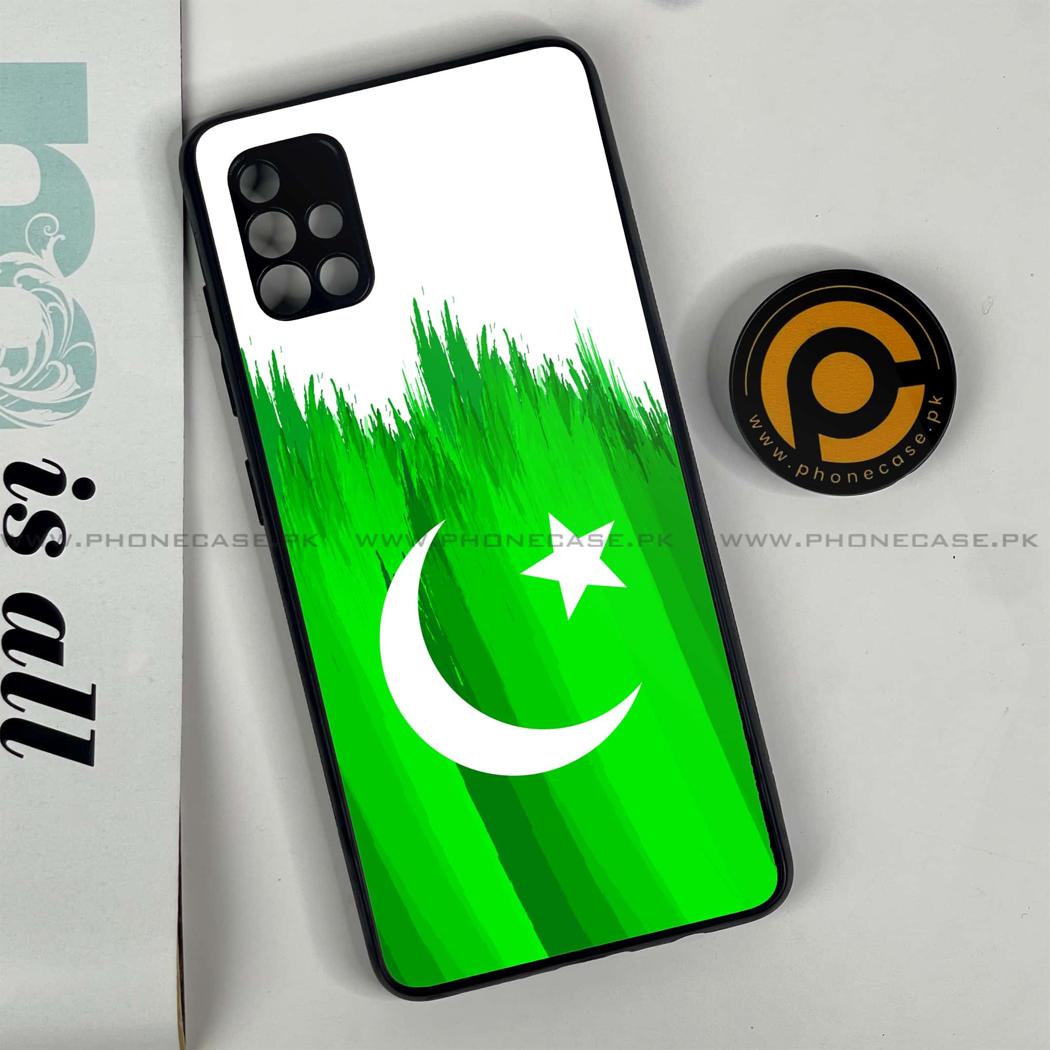 Samsung Galaxy A51 Pakistani Flag Series Premium Printed Glass soft Bumper shock Proof Case
