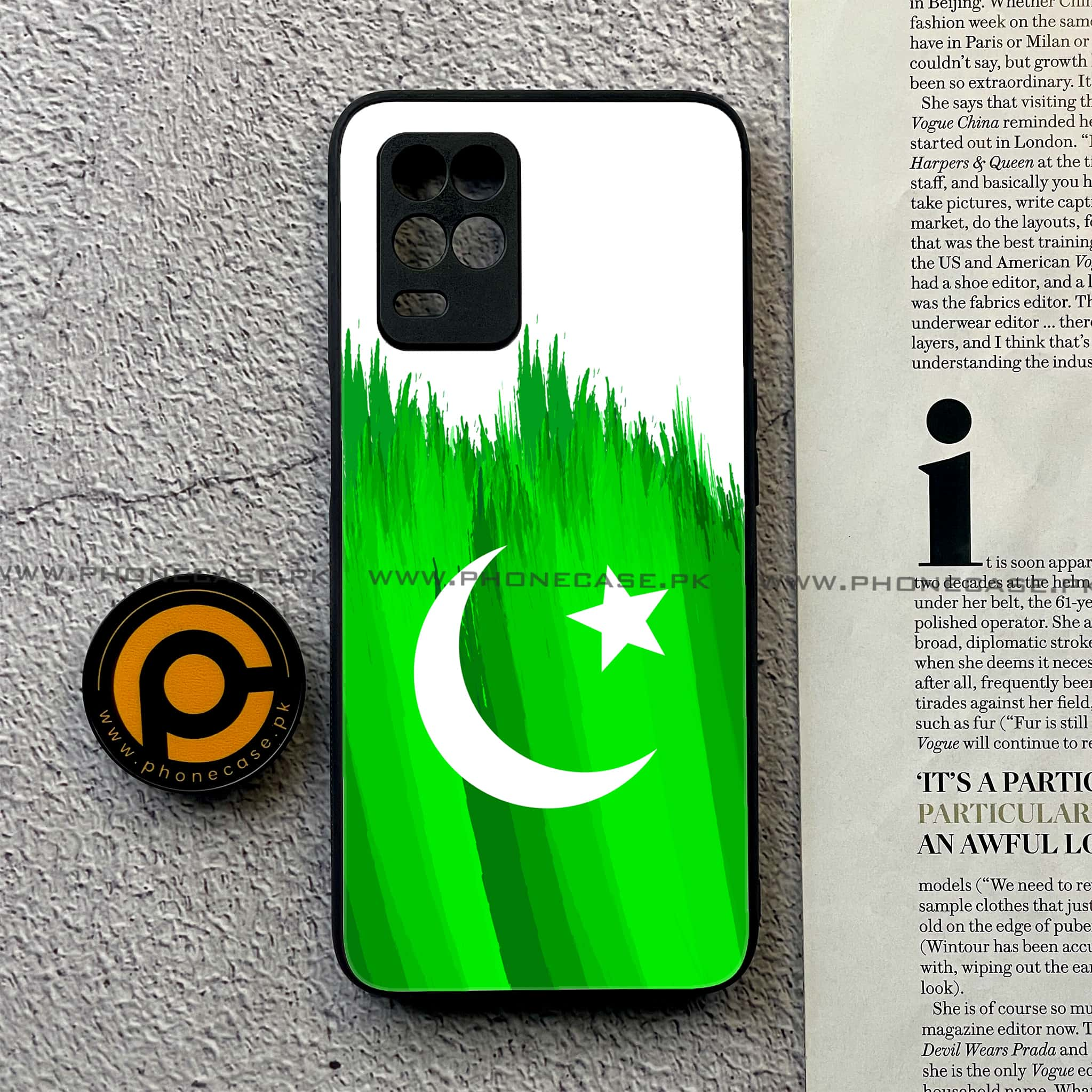 Realme Narzo 30 5G - Pakistani Flag Series - Premium Printed Glass soft Bumper shock Proof Case