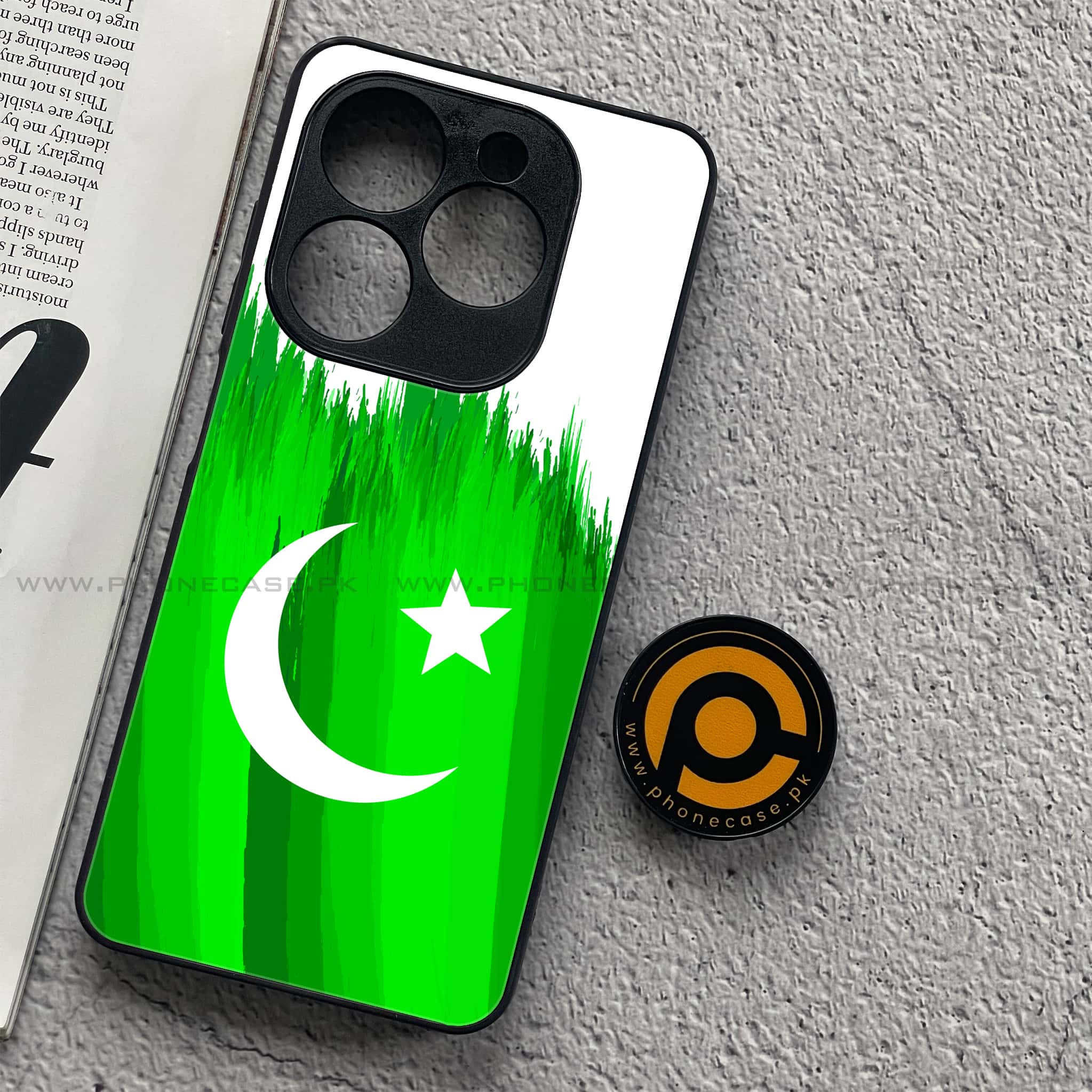 Tecno Spark 20C - Pakistani Flag Series - Premium Printed Glass soft Bumper shock Proof Case