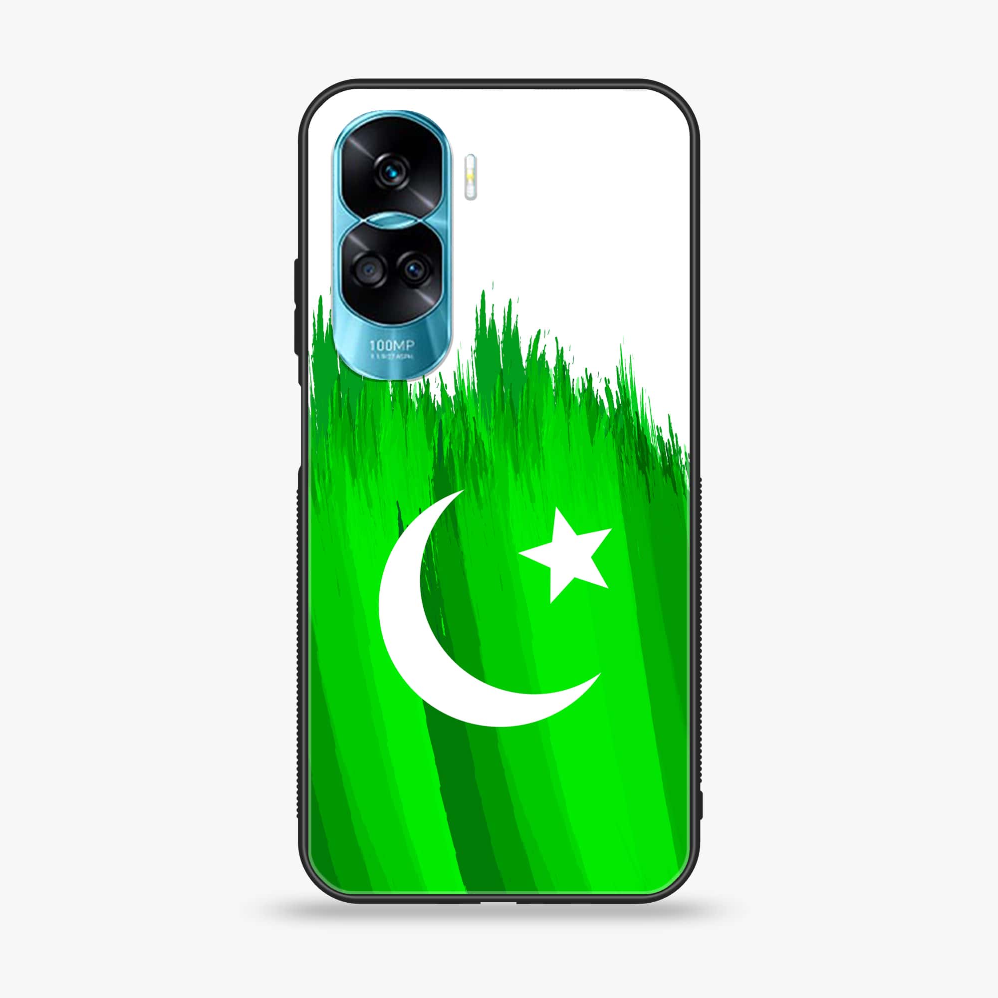 Honor 90 Lite - Pakistani Flag Series - Premium Printed Glass soft Bumper shock Proof Case