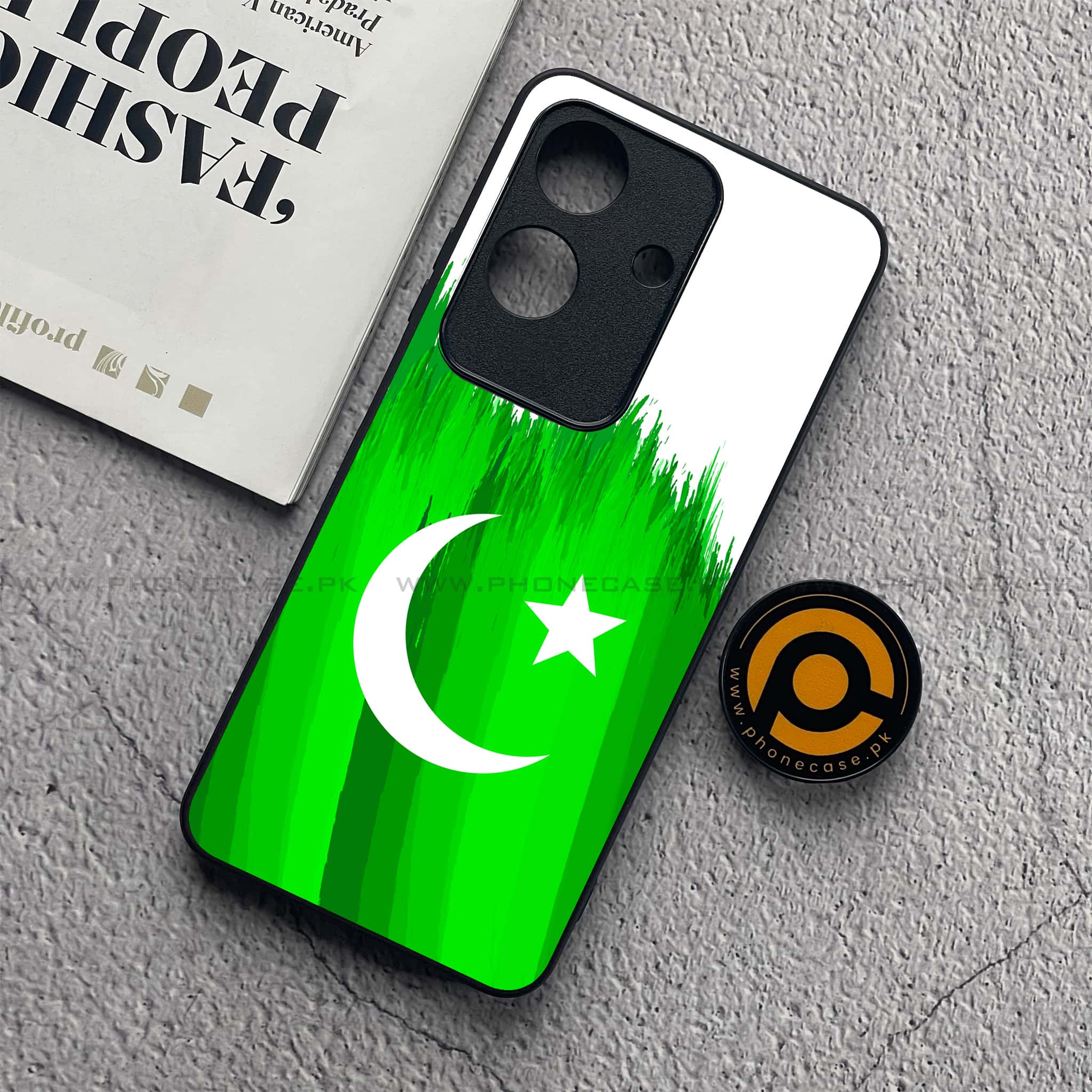 Realme Note 60x - Pakistani Flag Series - Premium Metal  Printed soft Bumper shock Proof Case