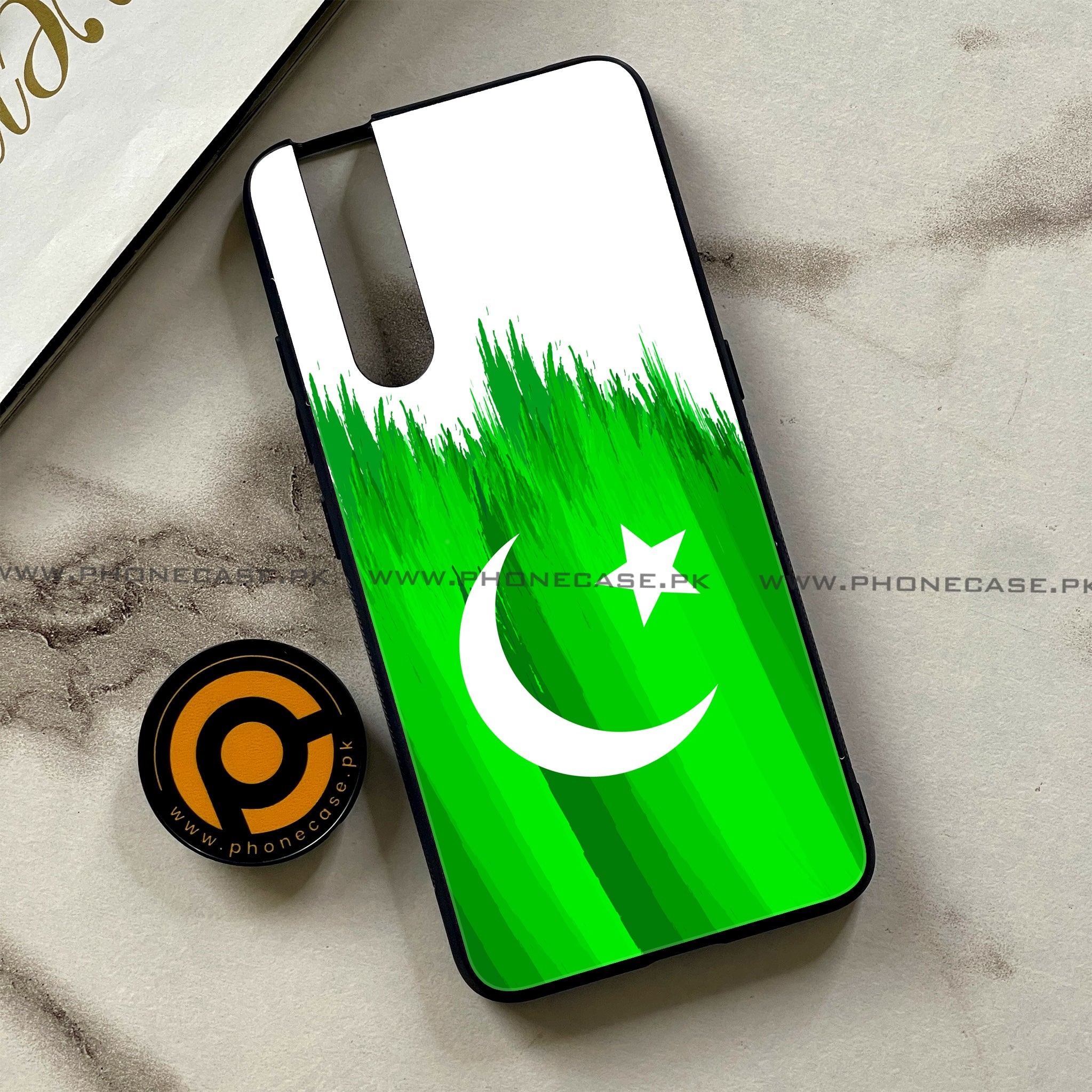 Vivo V15 Pro - Pakistani Flag Series - Premium Printed Glass soft Bumper shock Proof Case