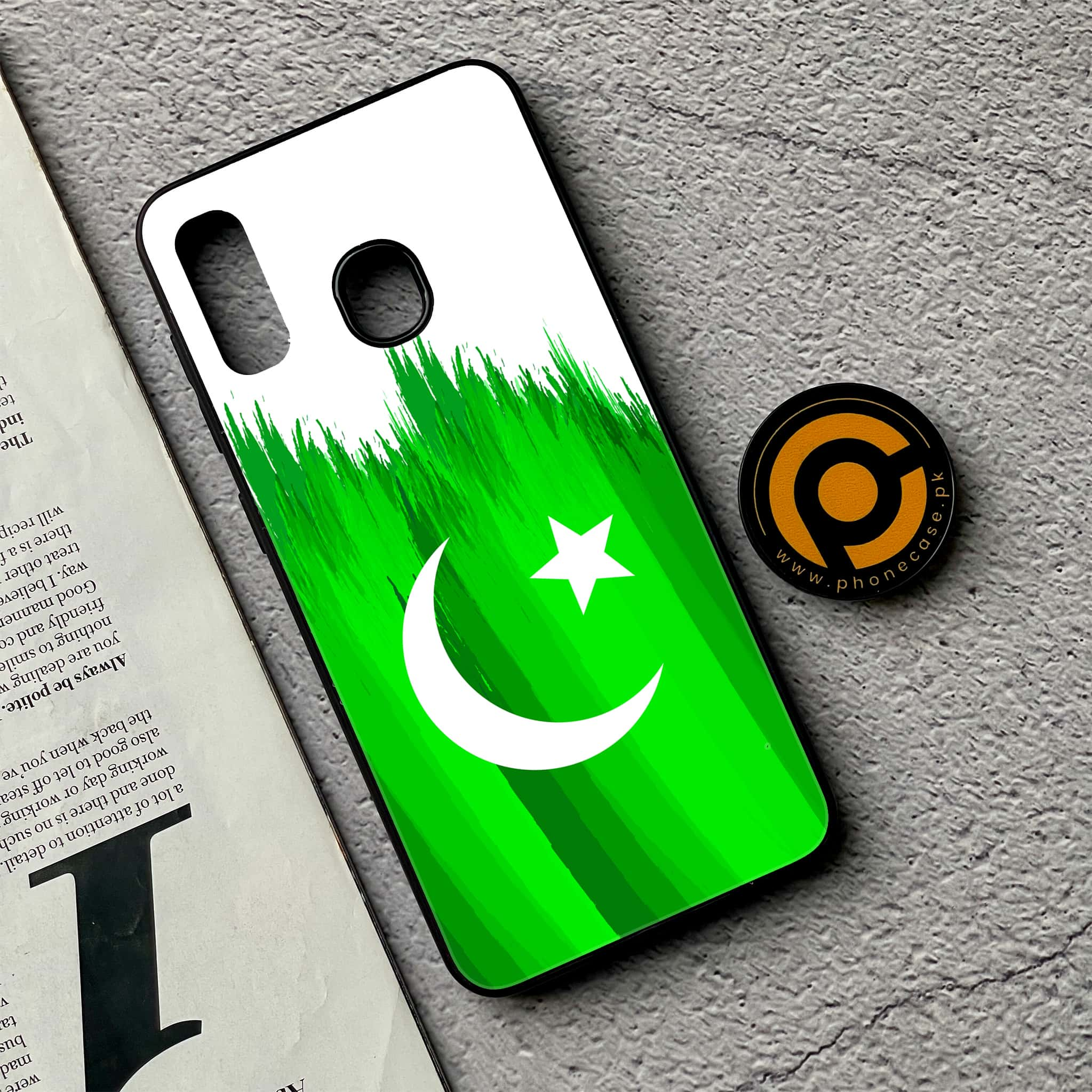 Galaxy A20/A30 - Pakistani Flag Series - Premium Printed Glass soft Bumper shock Proof Case