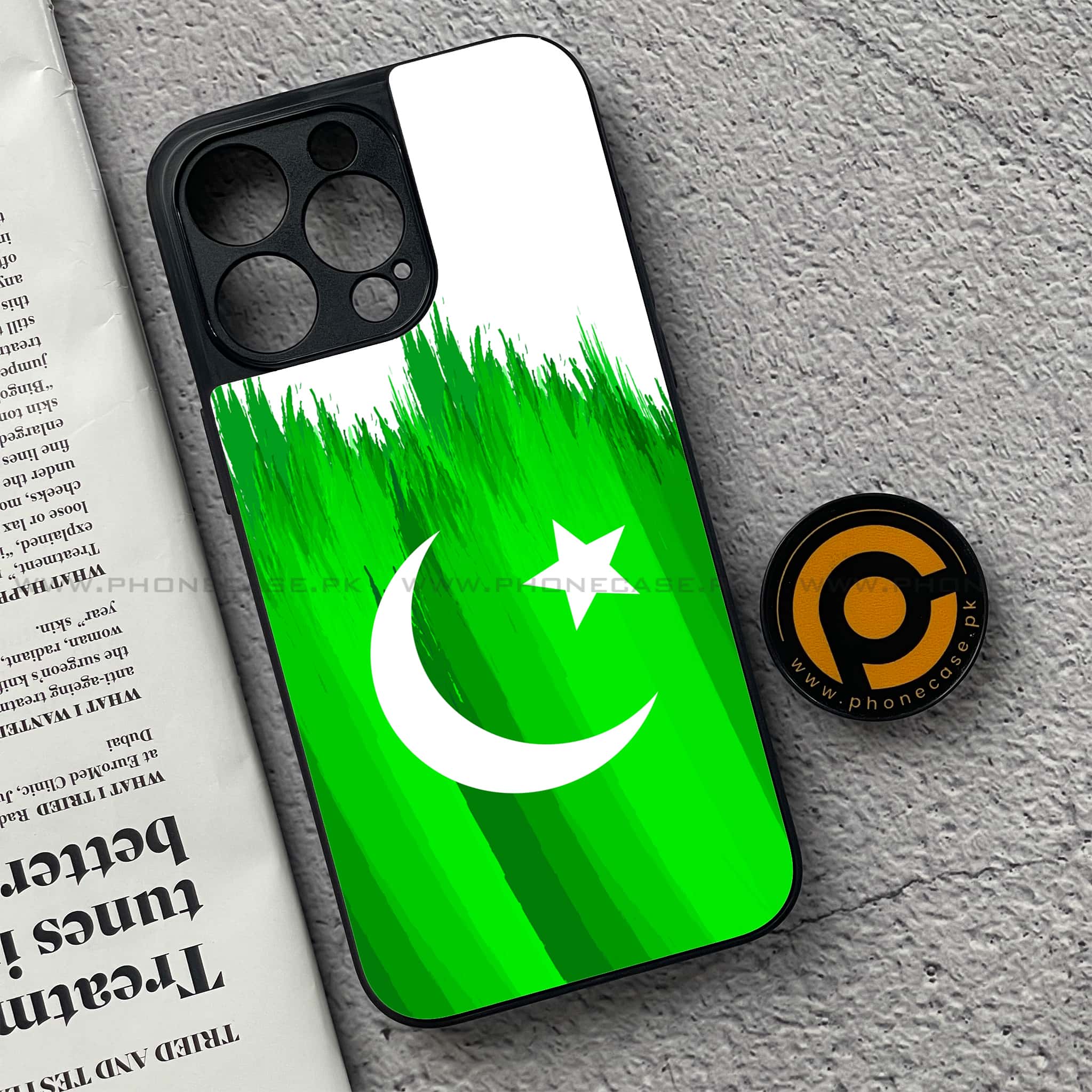 iPhone 15 Pro - Pakistani Flag Series - Premium Metal Printed soft Bumper shock Proof Case