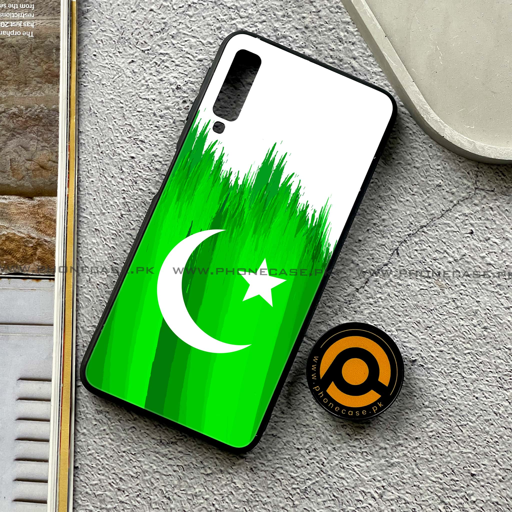 Galaxy A7 2018 - Pakistani Flag Series - Premium Printed Metal soft Bumper shock Proof Case