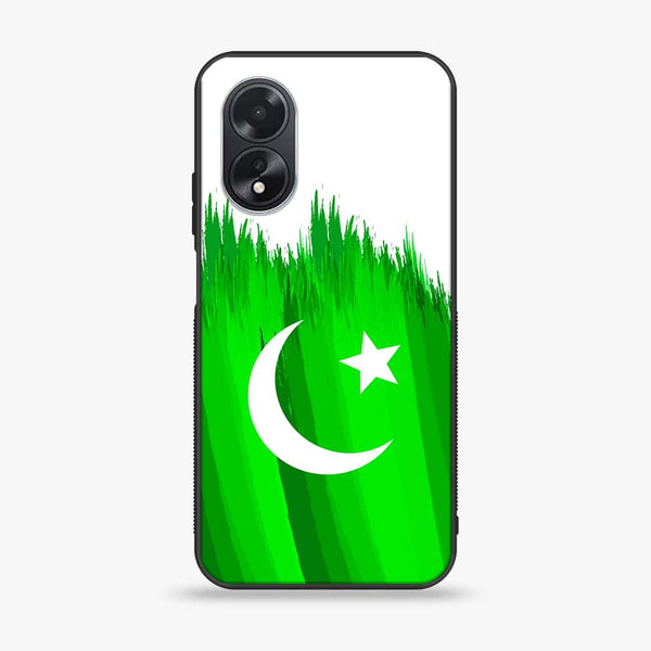 Oppo A18 4G/A38 - Pakistani Flag Design 6 - Premium Printed Glass soft Bumper shock Proof Case CS-44781