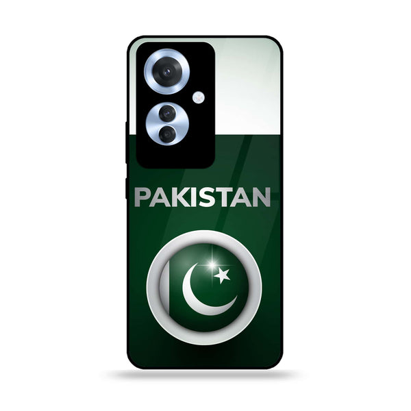 Oppo Reno 11F - Pakistani Flag Design 7 - Premium Printed Glass soft Bumper shock Proof Case CS-15031