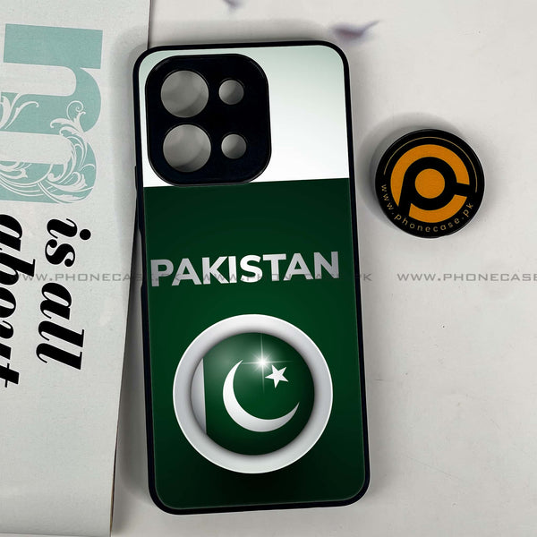 Vivo Y28 - Pakistani Flag Design 7  - Premium Printed Glass soft Bumper shock Proof Case  CS-24466