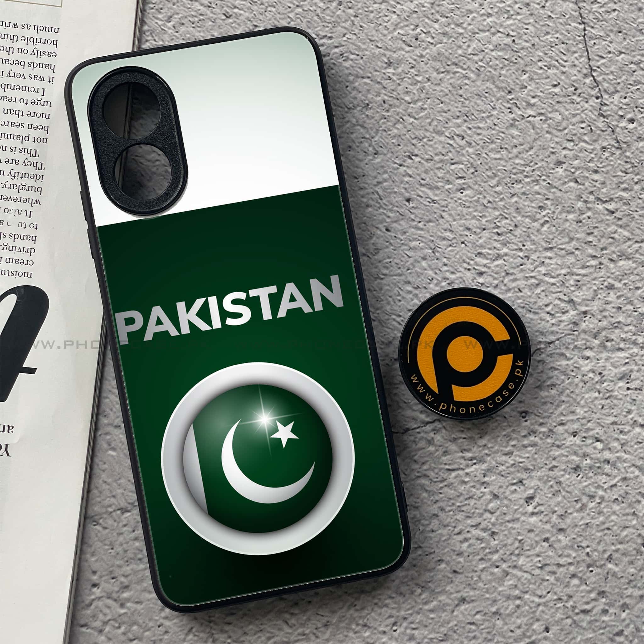 Oppo A18 4G - Pakistani Flag Series - Premium Printed Glass soft Bumper shock Proof Case