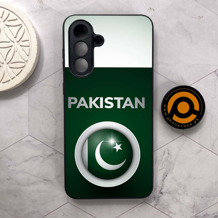 Samsung Galaxy A56 5G - Pakistani Flag Design 7- Premium Metal Printed soft Bumper shock Proof Case CS-47249