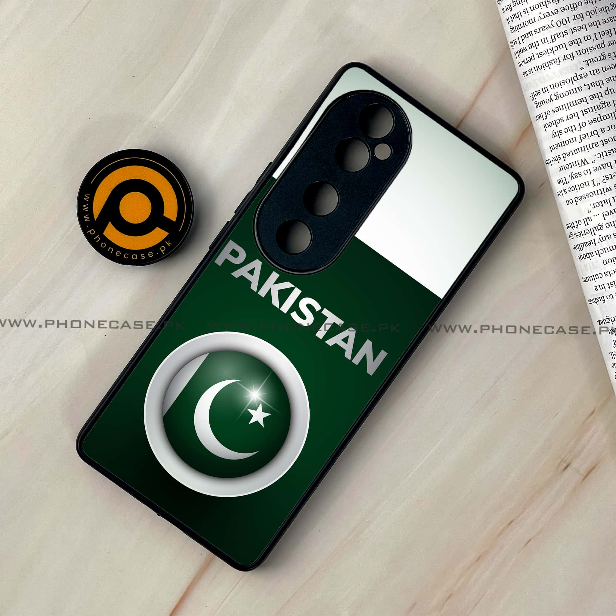 Vivo V40 - Pakistani Flag Series - Premium Printed Glass soft Bumper shock Proof Case