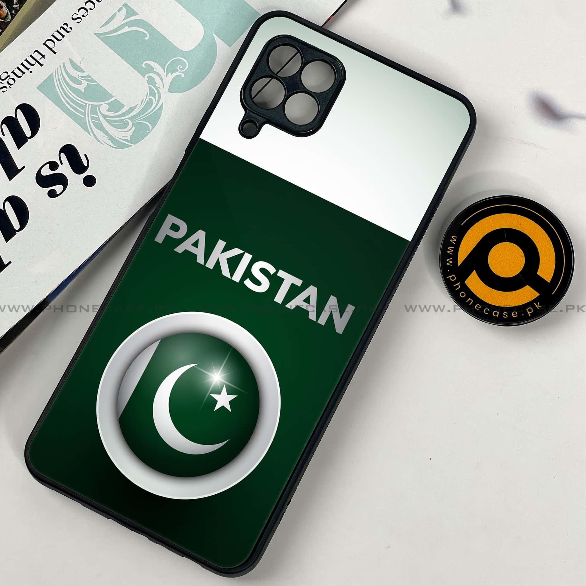 Samsung Galaxy A22 - Pakistani Flag Series - Premium Printed Glass soft Bumper shock Proof Case