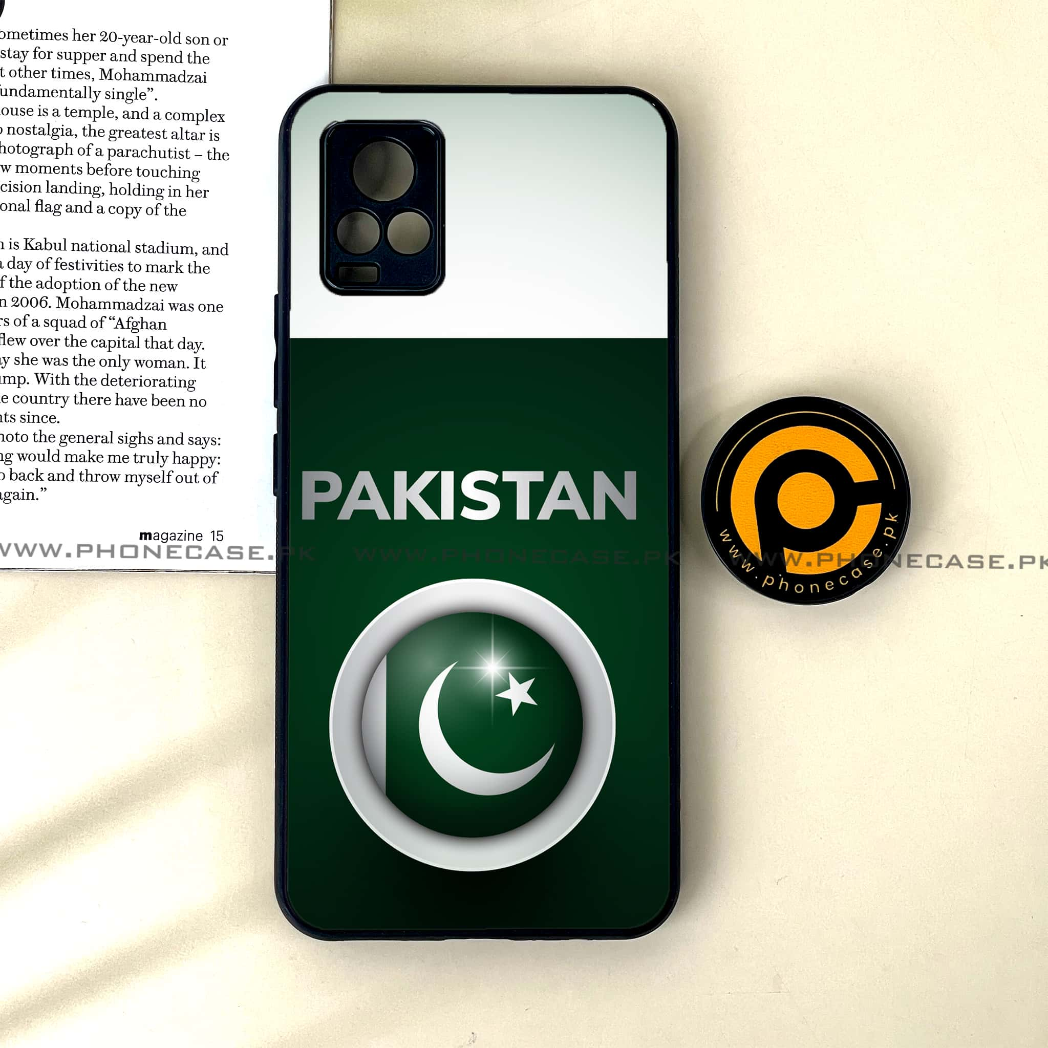 Vivo V20 - Pakistani Flag Series - Premium Printed Glass soft Bumper shock Proof Case