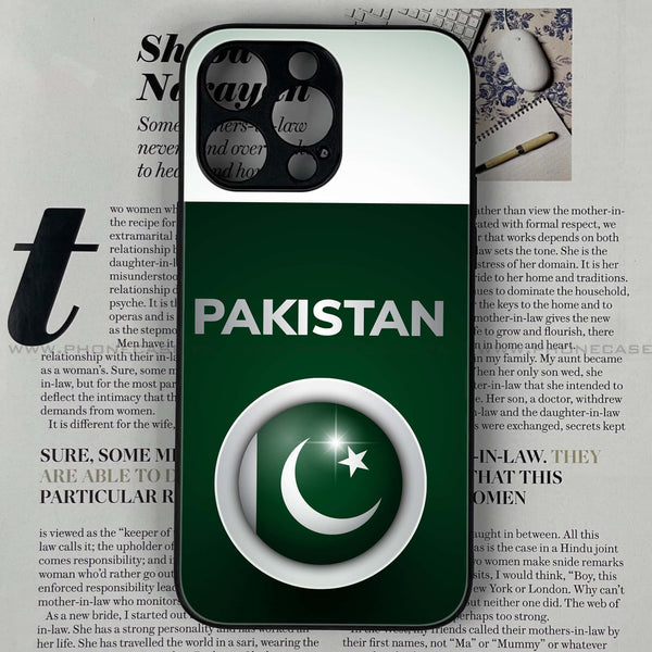 iPhone 13 Pro Max - Pakistani Flag Design 7  - Premium Metal Printed soft Bumper shock Proof Case CS-34118