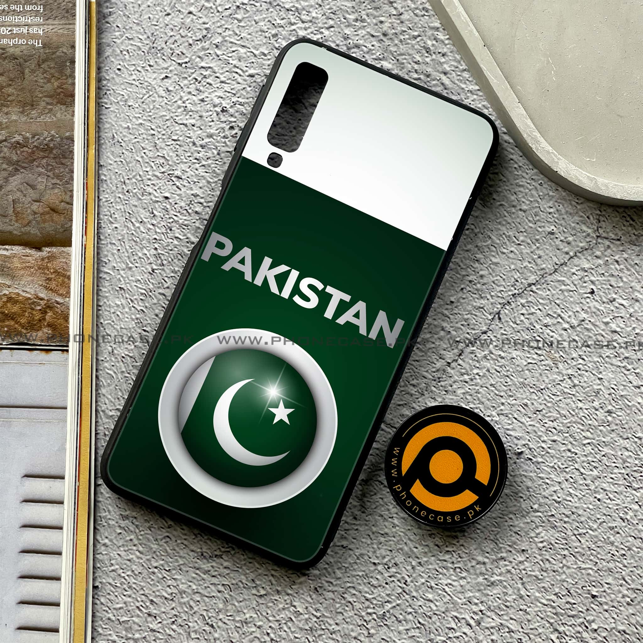 Galaxy A7 2018 - Pakistani Flag Series - Premium Printed Metal soft Bumper shock Proof Case