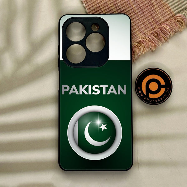 Tecno Spark GO 2024 / Infinix hot 40i / Infinix Smart 8 / Spark 20 / 20c / POP 8 - Pakistani Flag  Design 7  - Premium Metal Printed soft Bumper shock Proof Case