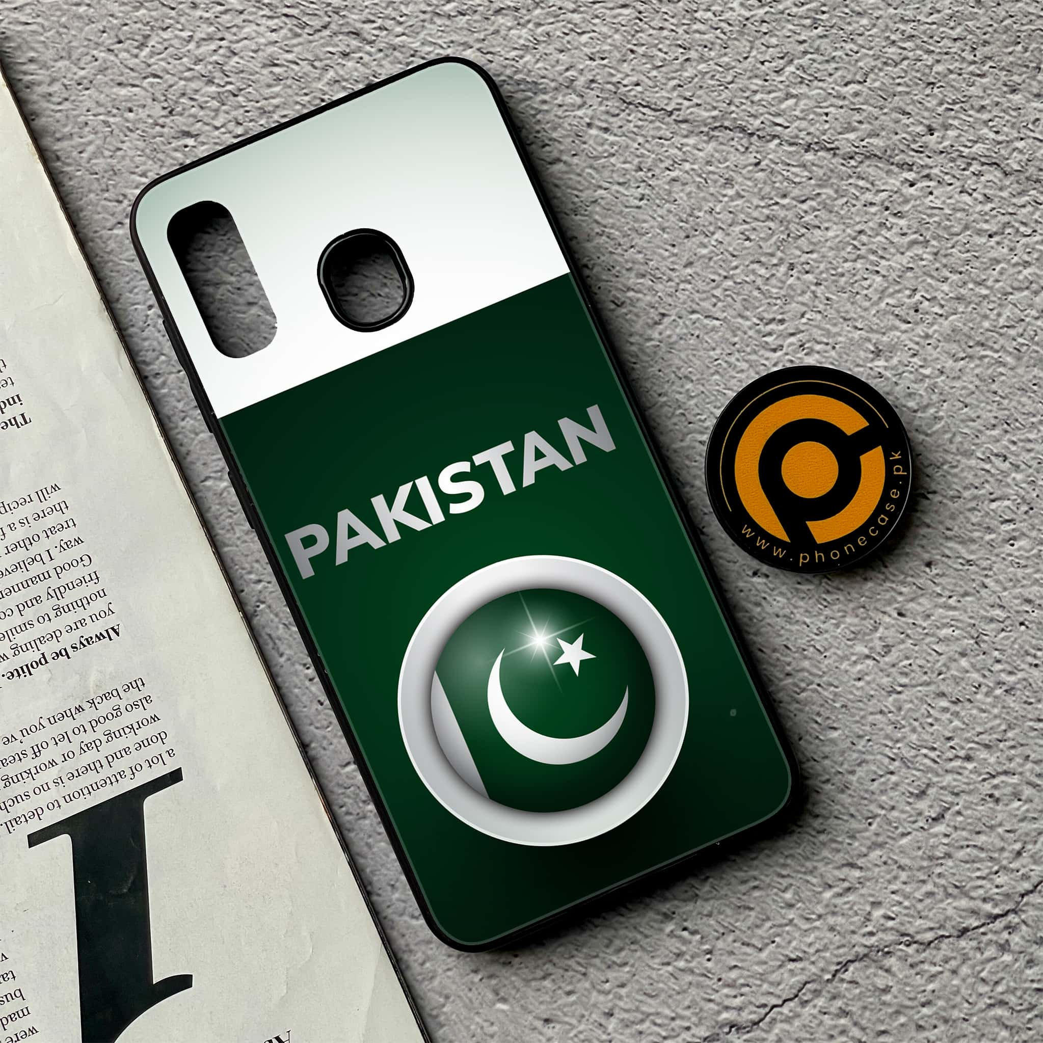 Galaxy A20/A30 - Pakistani Flag Series - Premium Printed Glass soft Bumper shock Proof Case