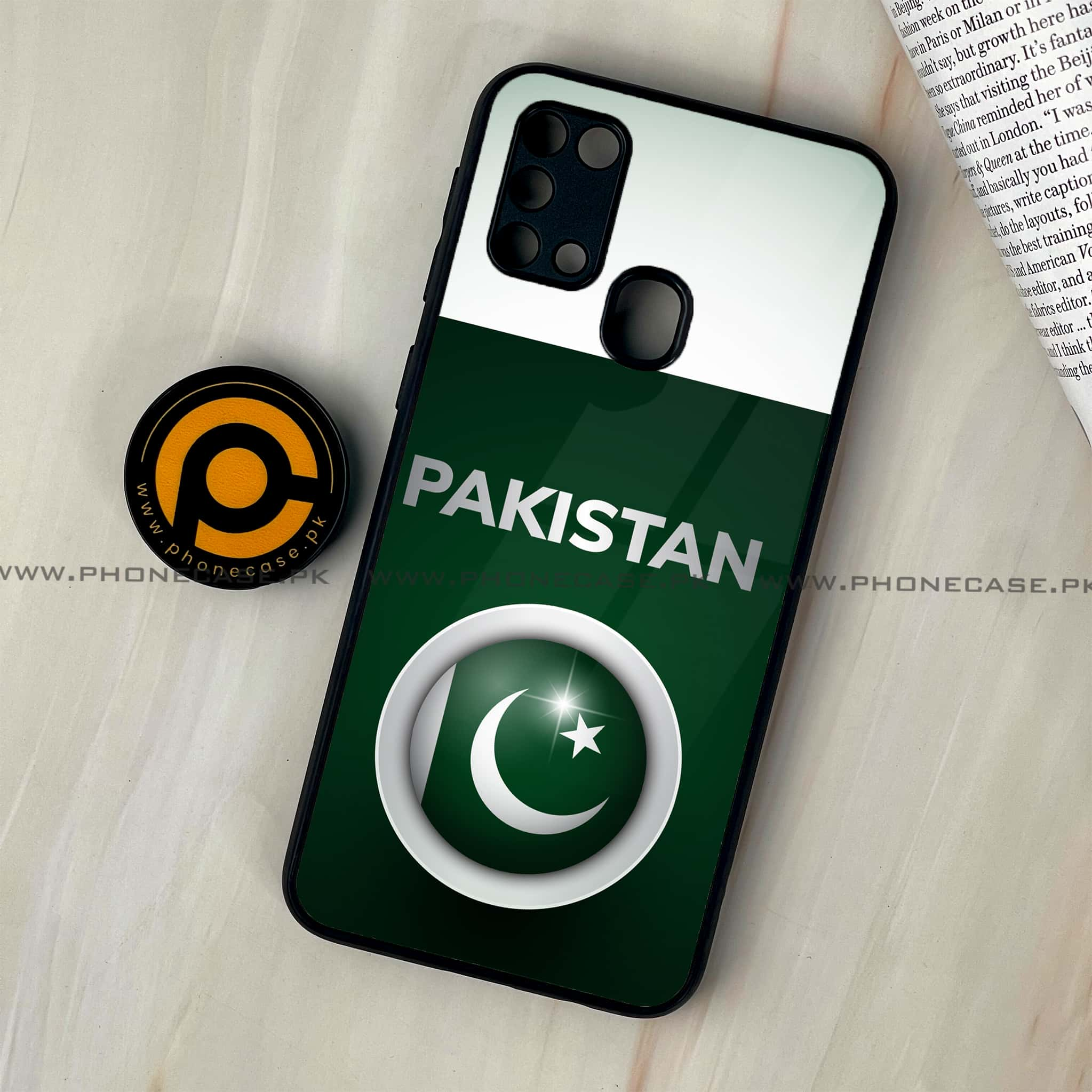 Galaxy M31 - Pakistani Flag Series - Premium Printed Glass soft Bumper shock Proof Case