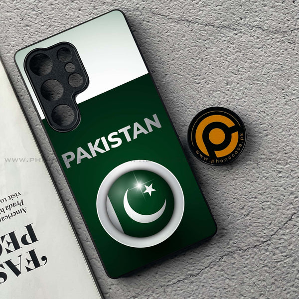 Samsung Galaxy S25 Ultra - Pakistani Flag Design 7  - Premium Metal Printed soft Bumper shock Proof Case  CS-34061