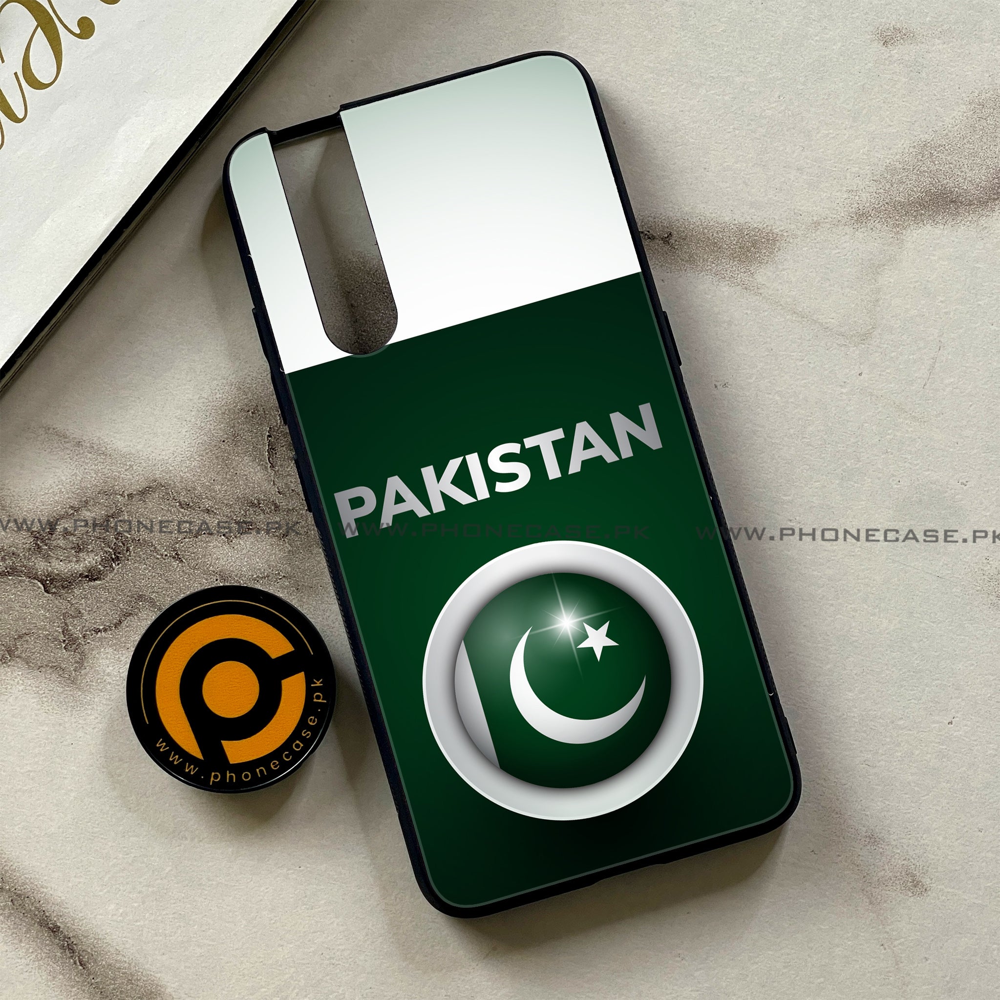 Vivo V15 Pro - Pakistani Flag Series - Premium Printed Glass soft Bumper shock Proof Case