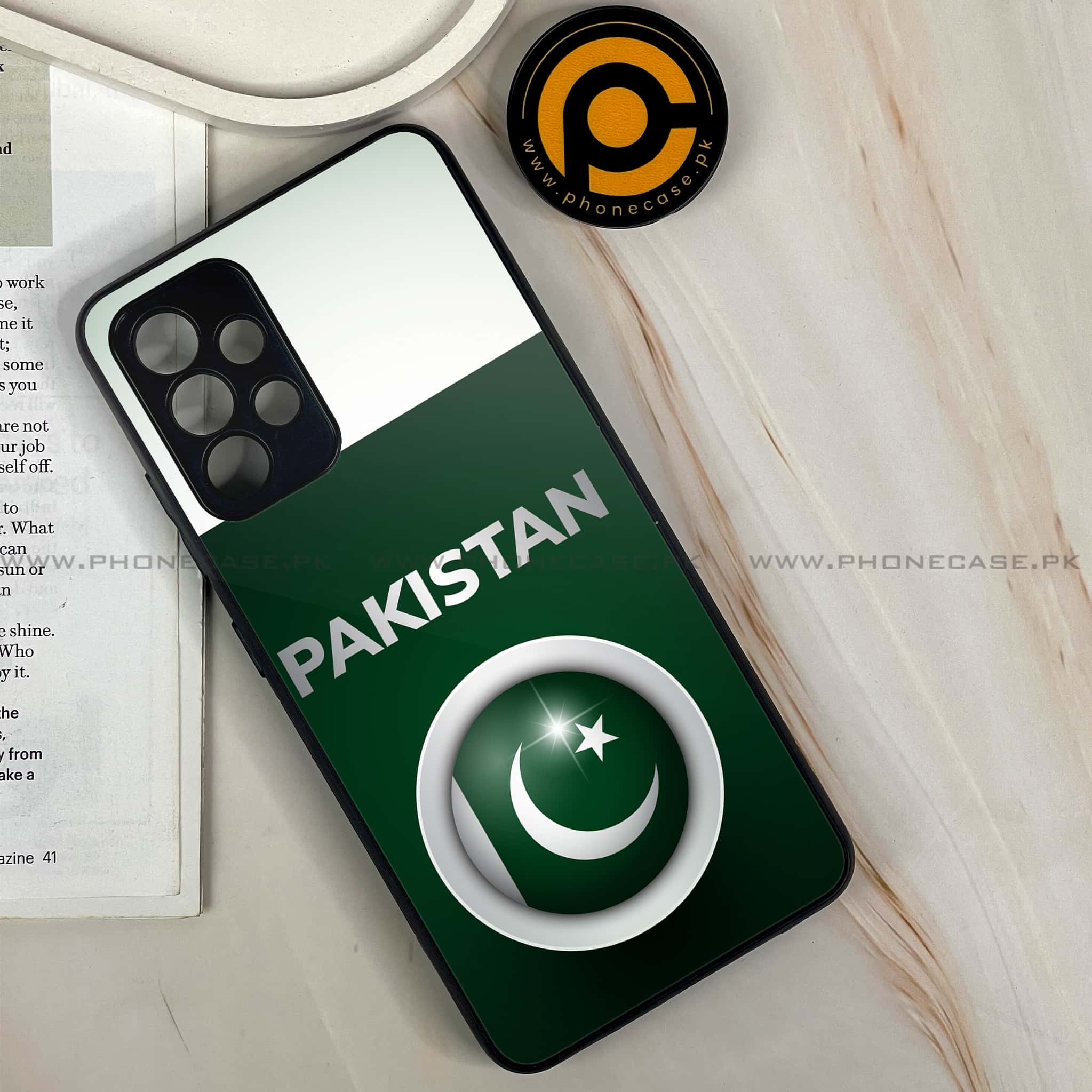 Samsung Galaxy A32 4G - Pakistani Flag Series - Premium Printed Glass soft Bumper shock Proof Case