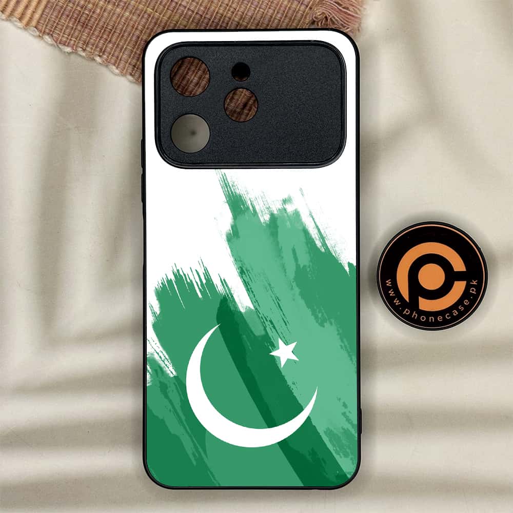 Tecno Spark 40 - Pakistani Flag Series - Premium Metal Printed soft Bumper shock Proof Case