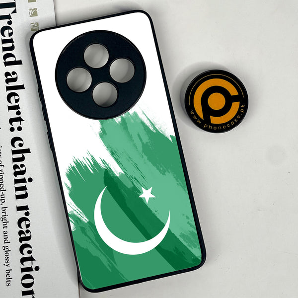 Oppo Reno 12F 4G - Pakistani Flag Design 8- Premium Printed Glass soft Bumper shock Proof Case CS-33182 CS-35271