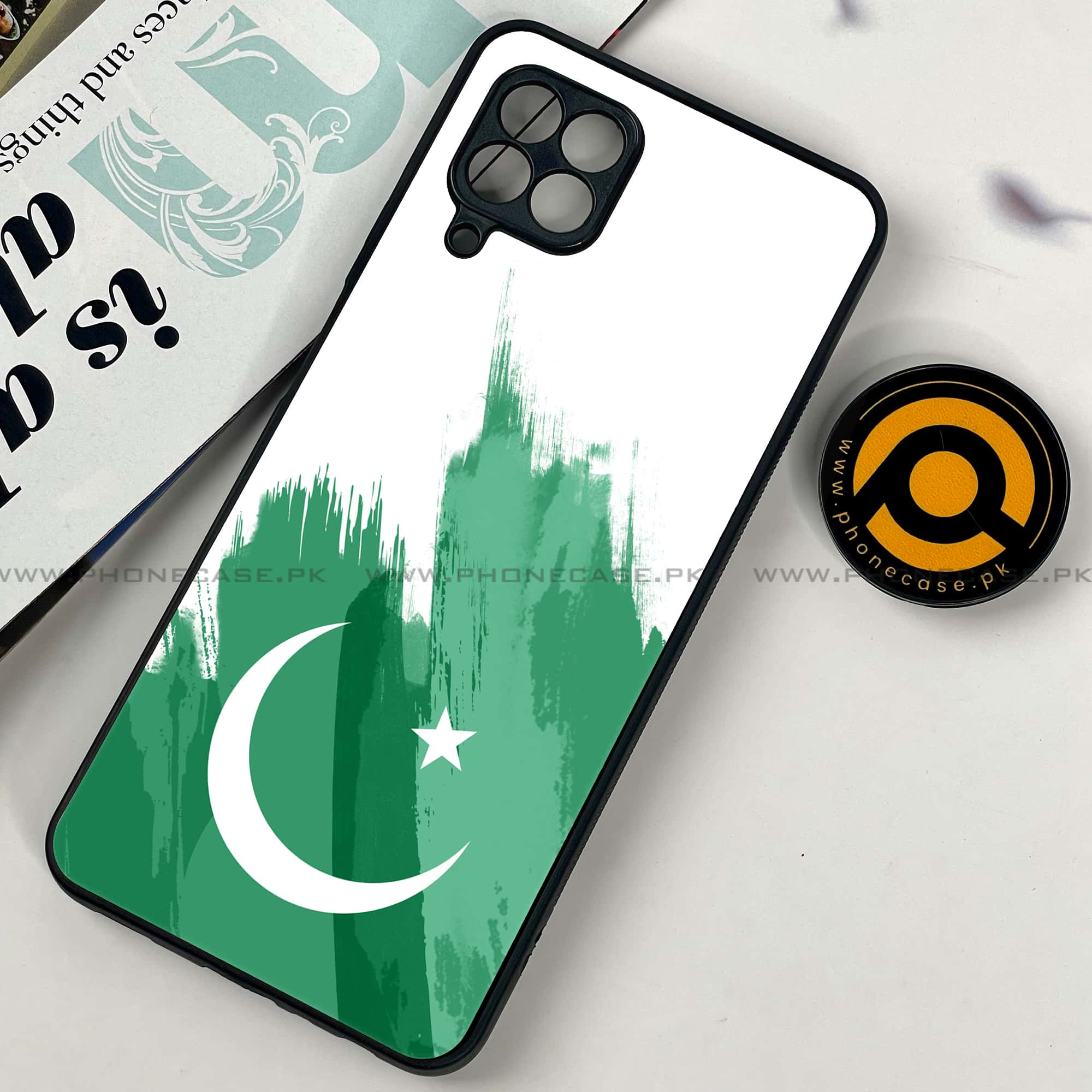 Samsung Galaxy A22 - Pakistani Flag Series - Premium Printed Glass soft Bumper shock Proof Case