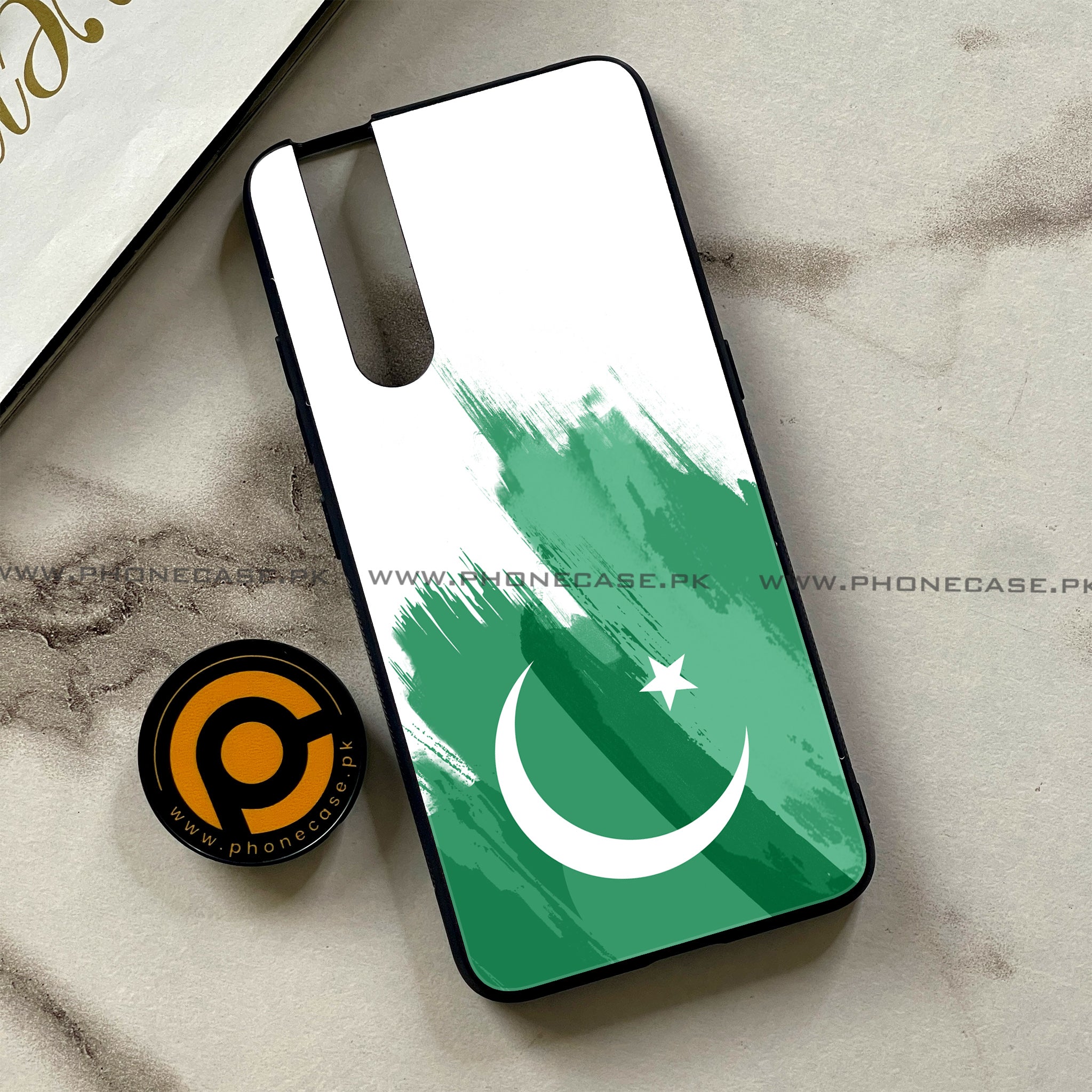 Vivo V15 Pro - Pakistani Flag Series - Premium Printed Glass soft Bumper shock Proof Case