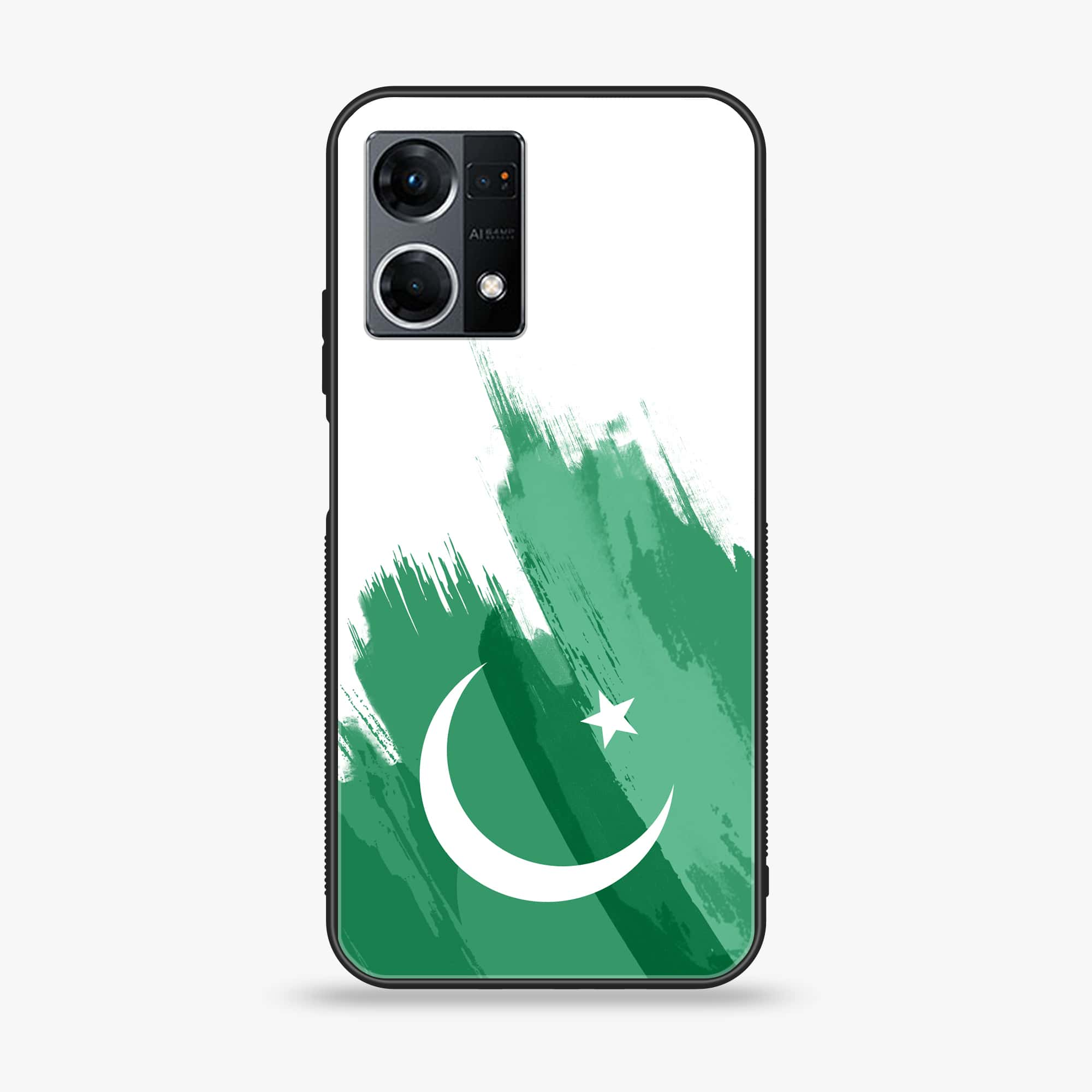 Oppo Reno 7 - Pakistani Flag Series - Premium Printed Glass soft Bumper shock Proof Case