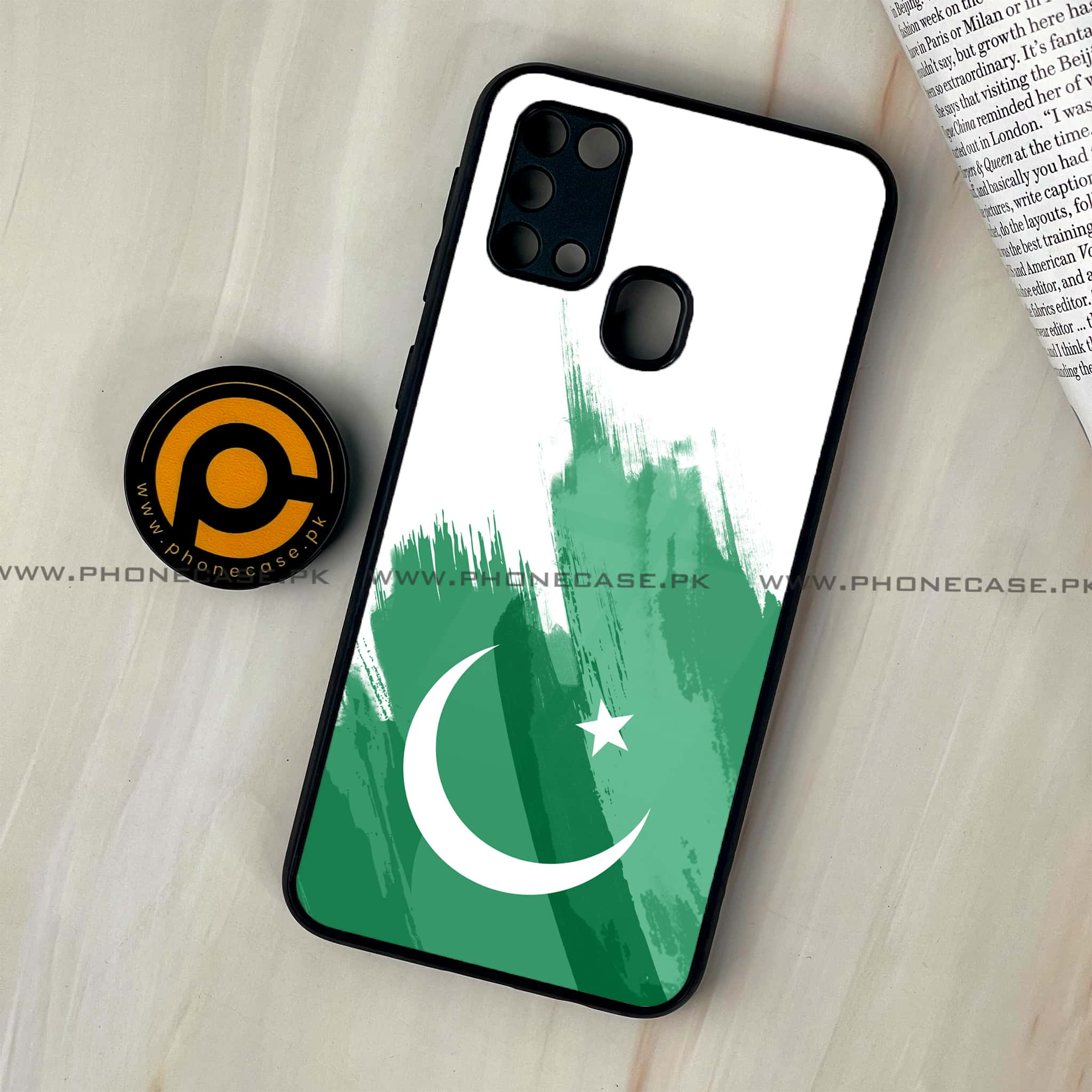 Galaxy M31 - Pakistani Flag Series - Premium Printed Glass soft Bumper shock Proof Case