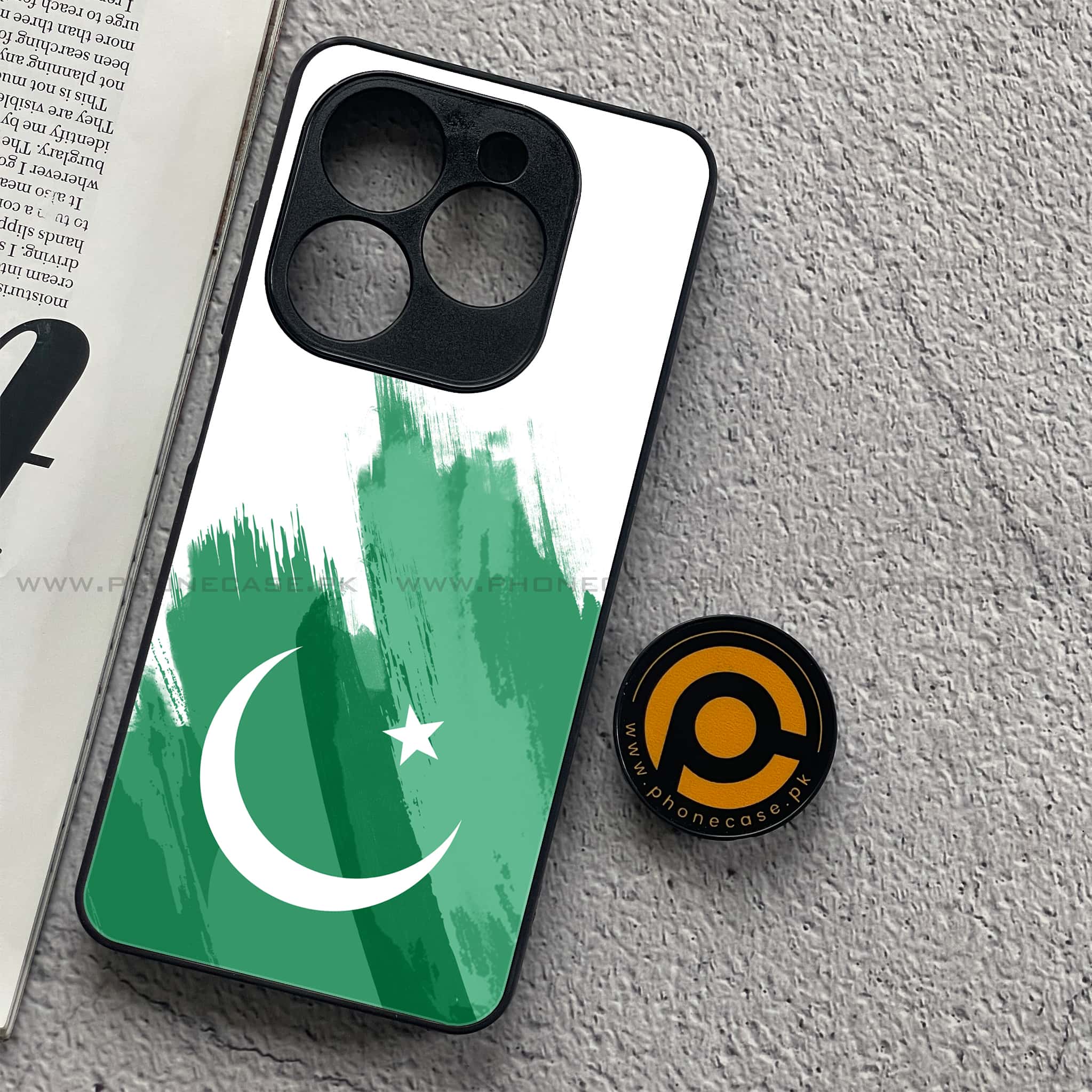 Tecno Spark 20C - Pakistani Flag Series - Premium Printed Glass soft Bumper shock Proof Case