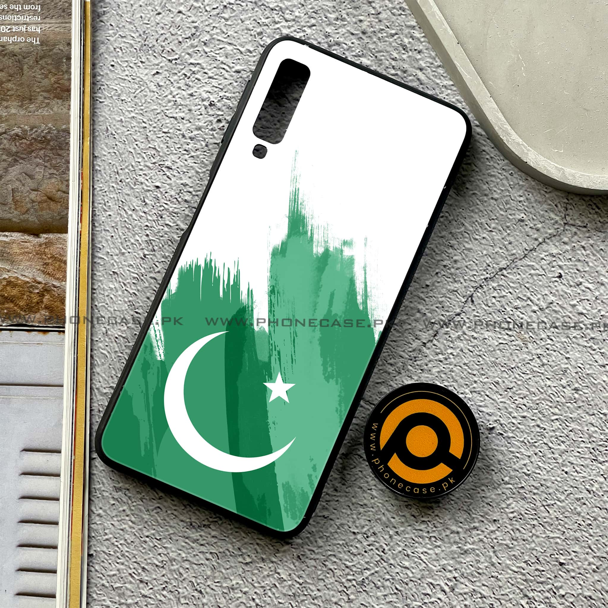 Galaxy A7 2018 - Pakistani Flag Series - Premium Printed Metal soft Bumper shock Proof Case