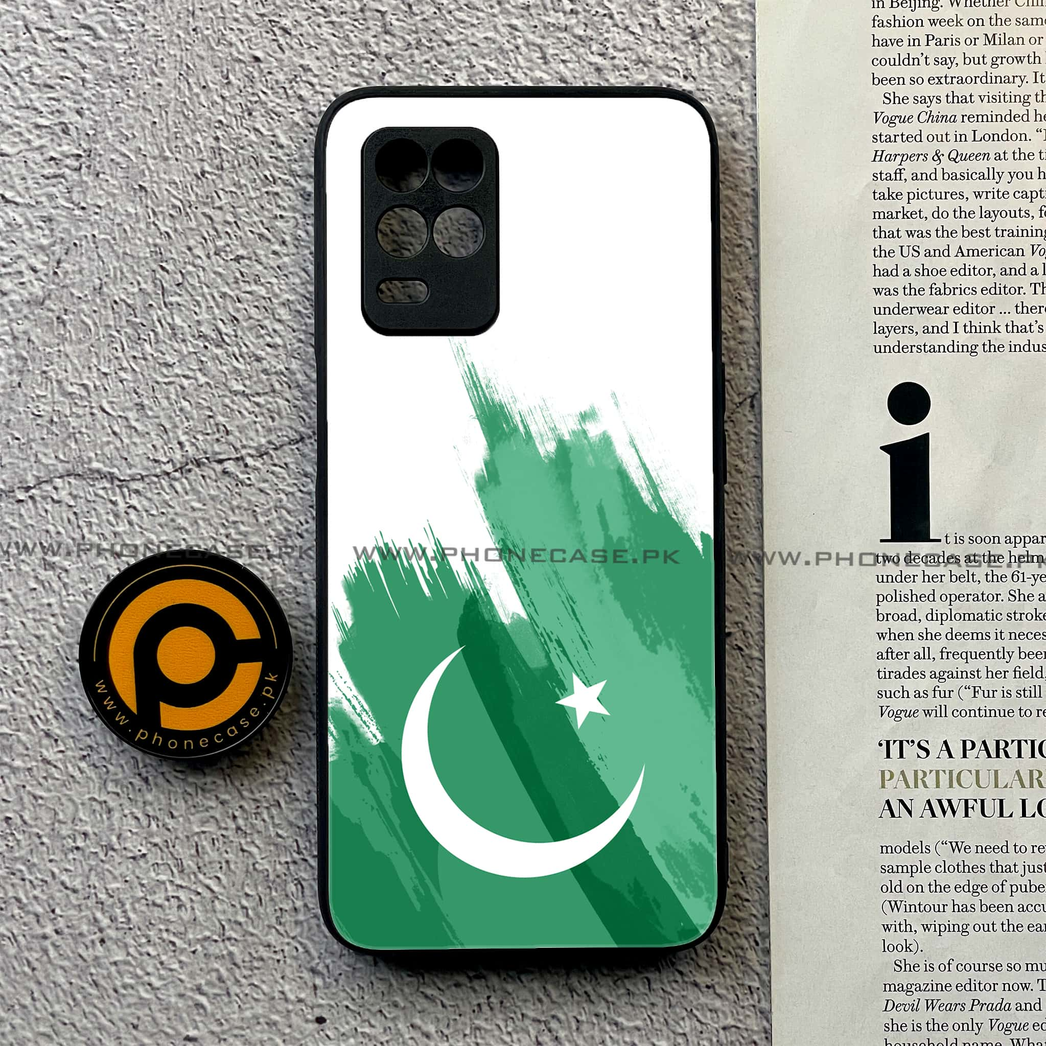 Realme Narzo 30 5G - Pakistani Flag Series - Premium Printed Glass soft Bumper shock Proof Case