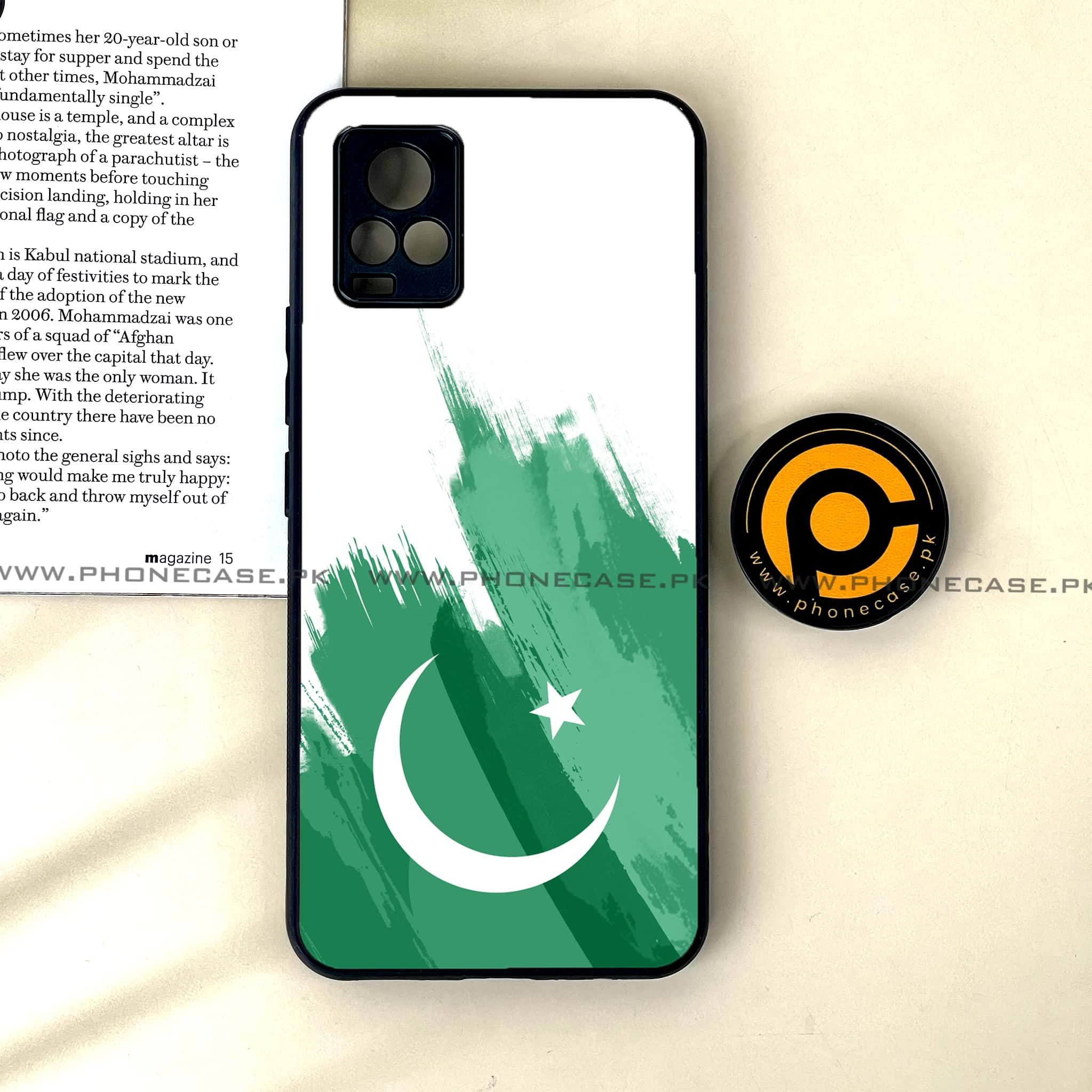 Vivo V20 - Pakistani Flag Series - Premium Printed Glass soft Bumper shock Proof Case