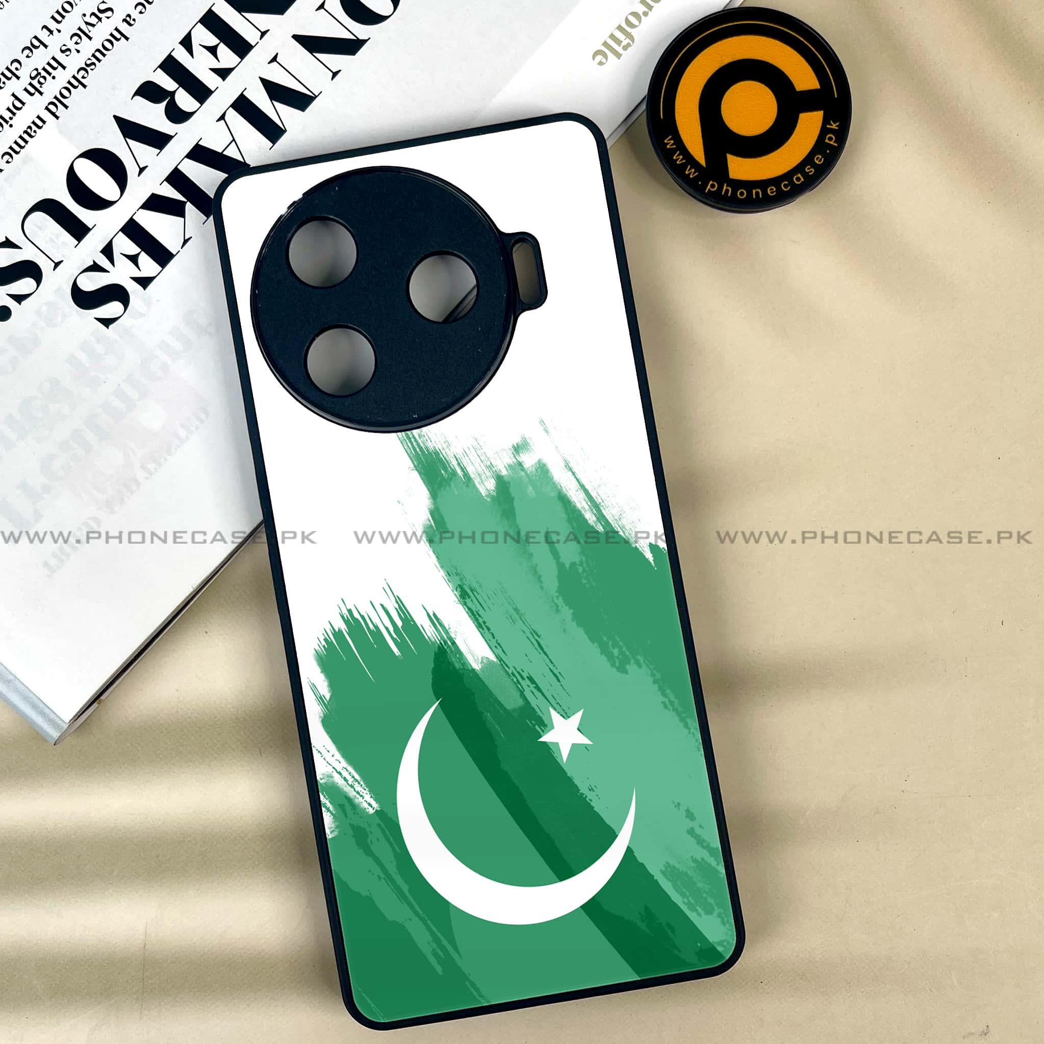 Tecno Camon 30 Pro - Pakistani Flag Series - Premium Printed Glass soft Bumper shock Proof Case