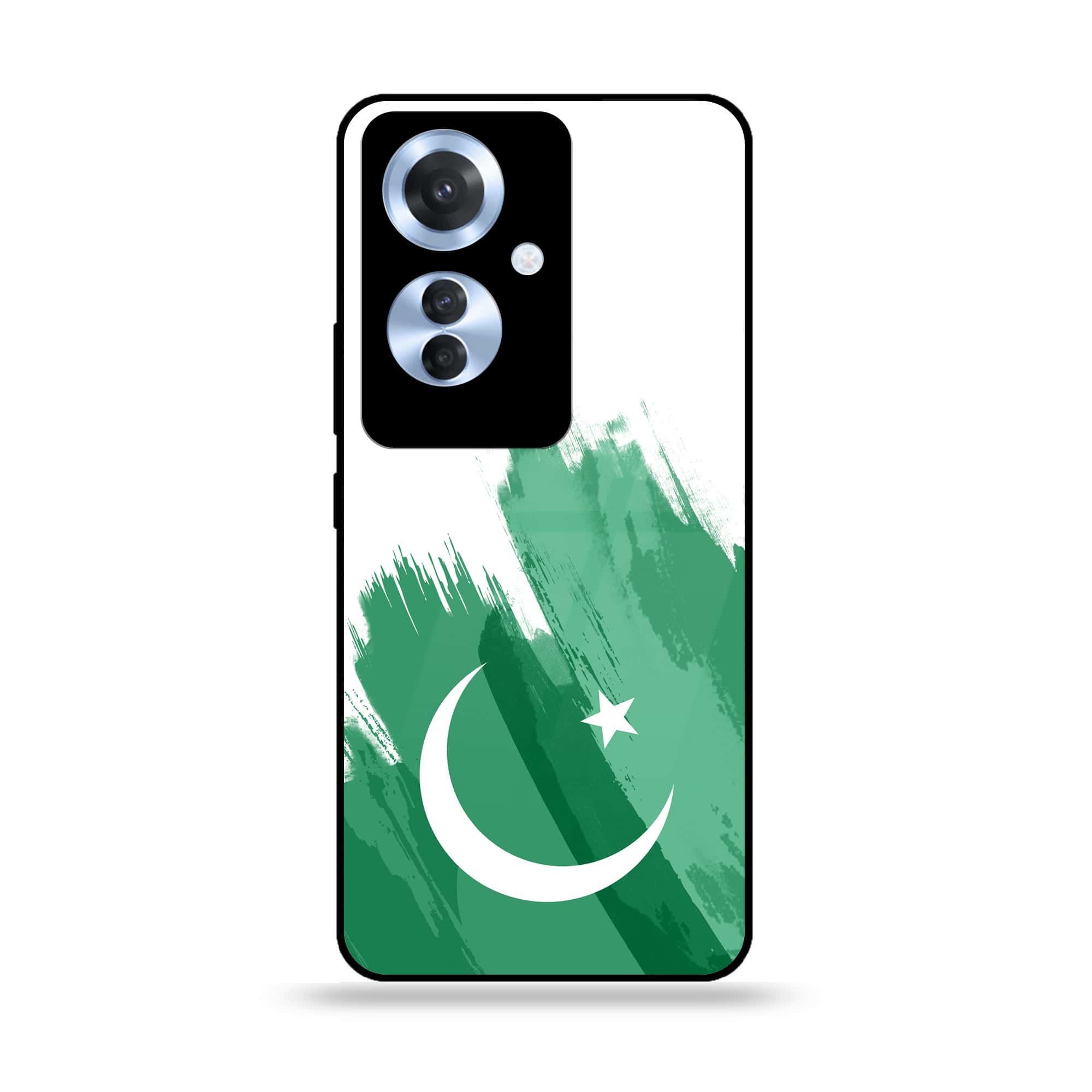 Oppo Reno 11F - Pakistani Flag Series - Premium Printed Glass soft Bumper shock Proof Case
