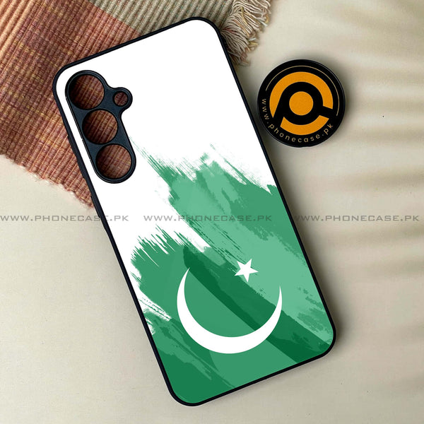 Samsung Galaxy A34 - Pakistani Flag Design 8- Premium Printed Glass soft Bumper shock Proof Case CS-44239