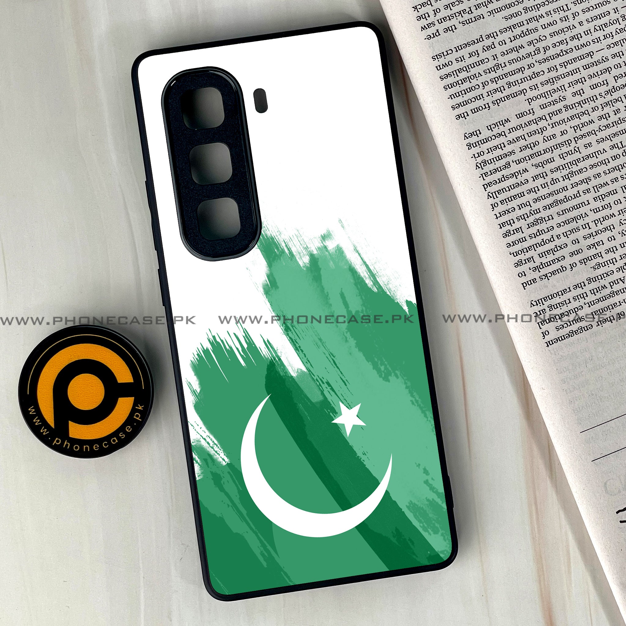 Infinix Hot 50 Pro Plus - Pakistani Flag Series - Premium Printed Glass soft Bumper shock Proof Case