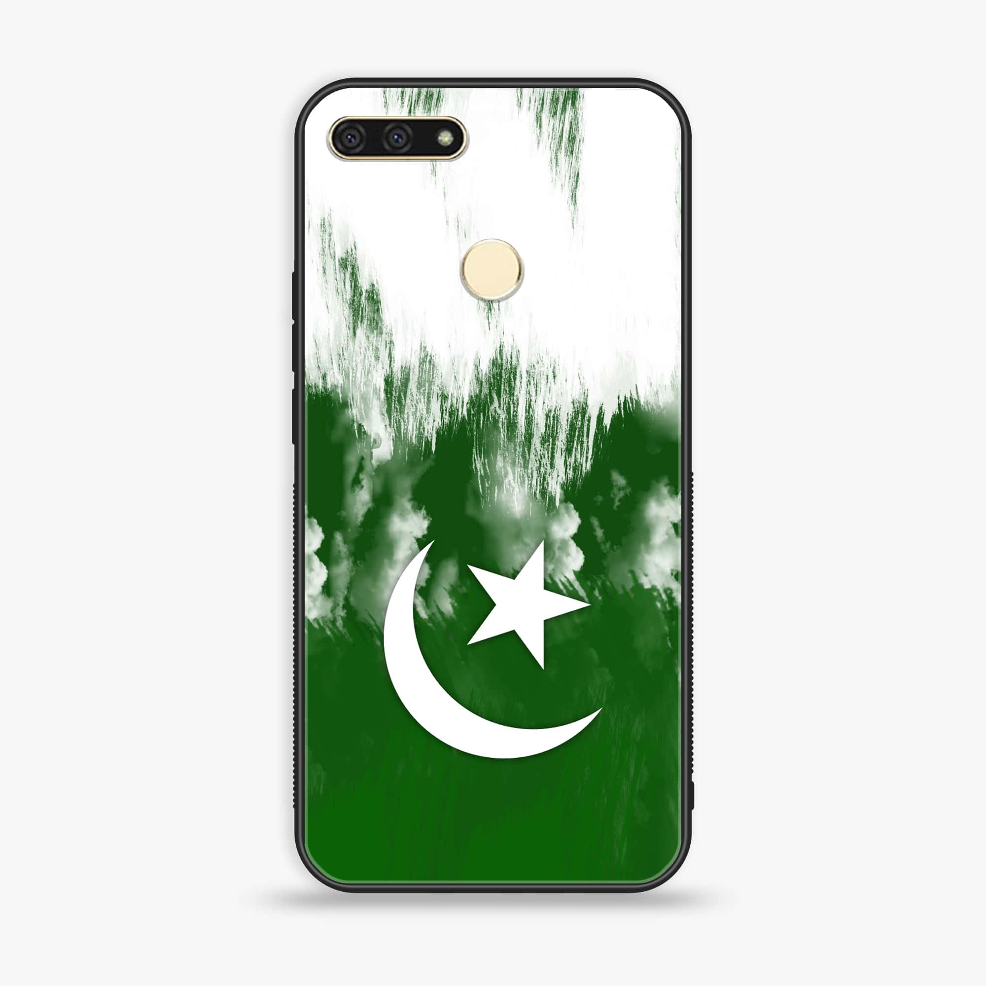 Honor 7A - Pakistani Flag Series - Premium Printed Glass soft Bumper shock Proof Case