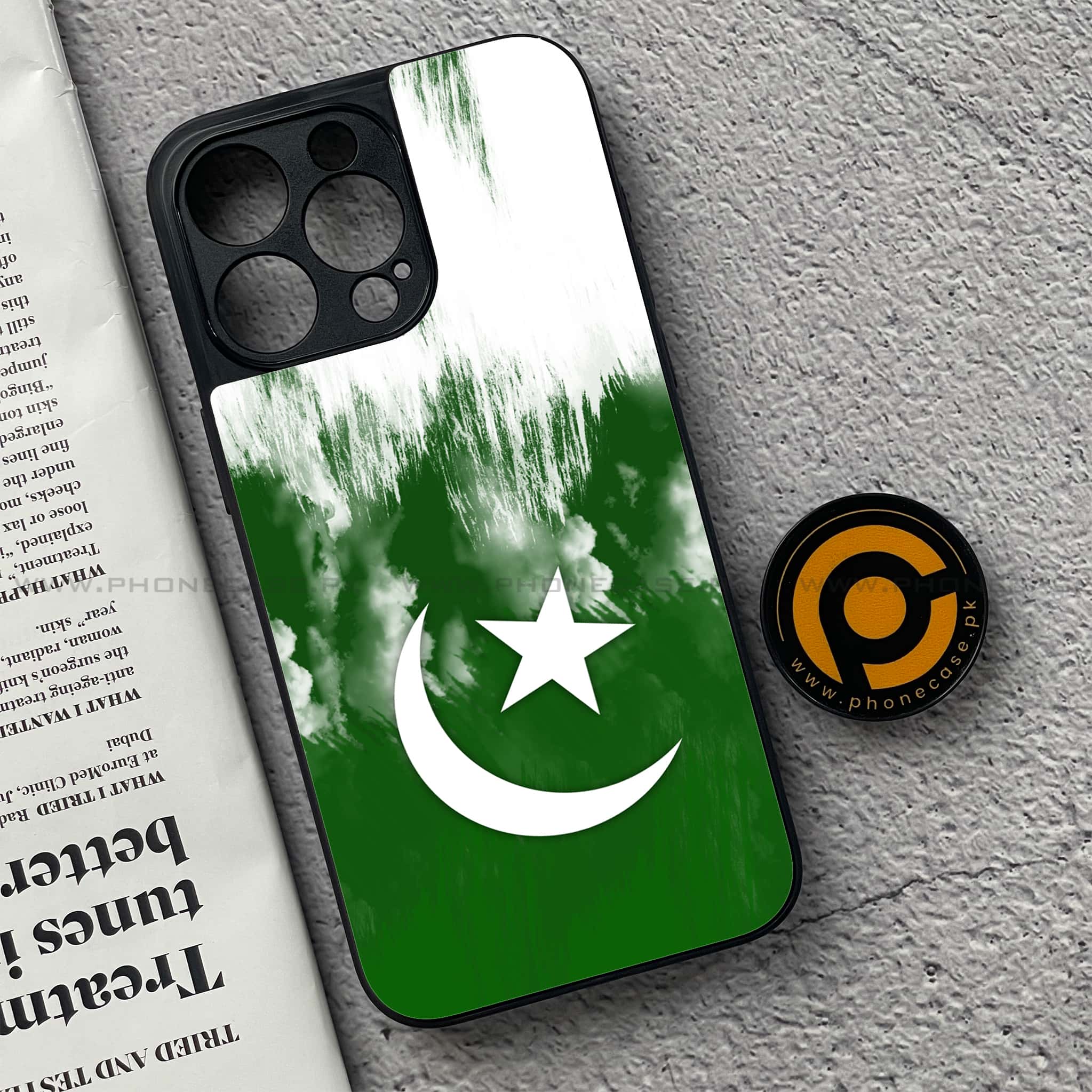 iPhone 15 Pro - Pakistani Flag Series - Premium Metal Printed soft Bumper shock Proof Case